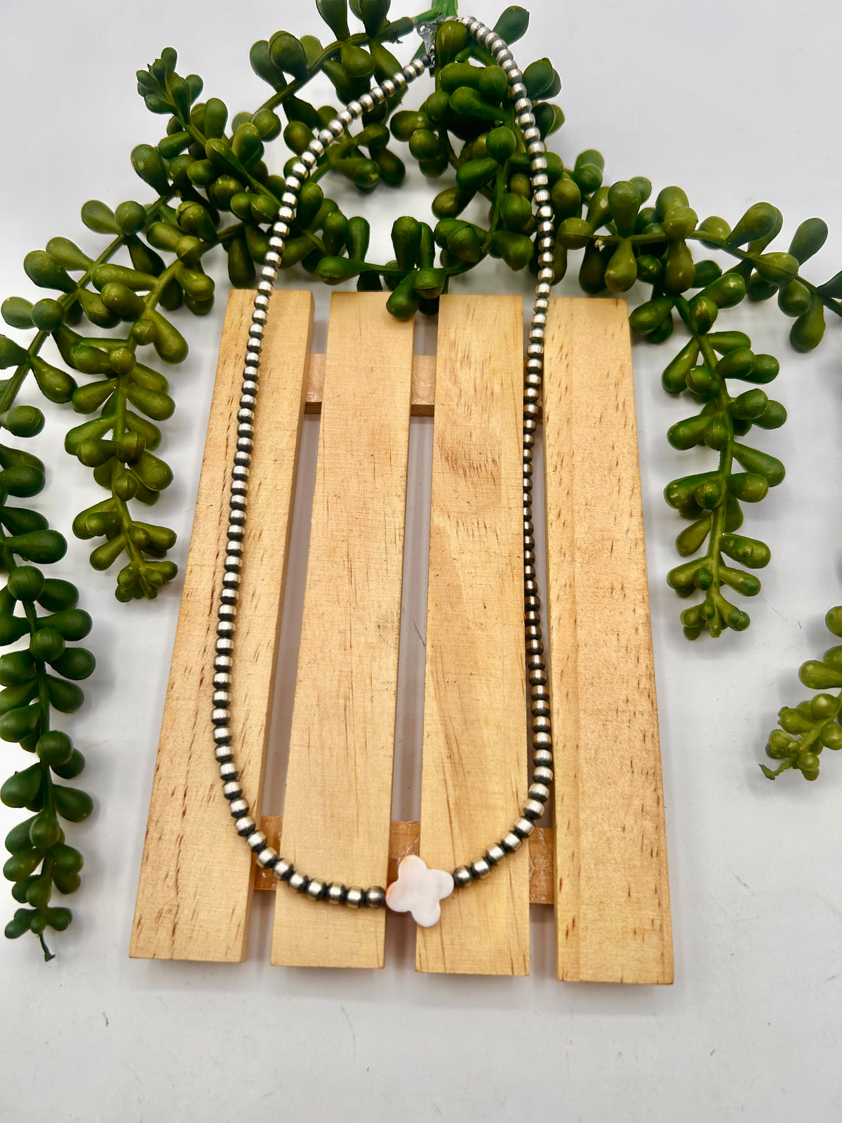 Navajo Made Strung Spiny Oyster & Sterling Silver Necklace