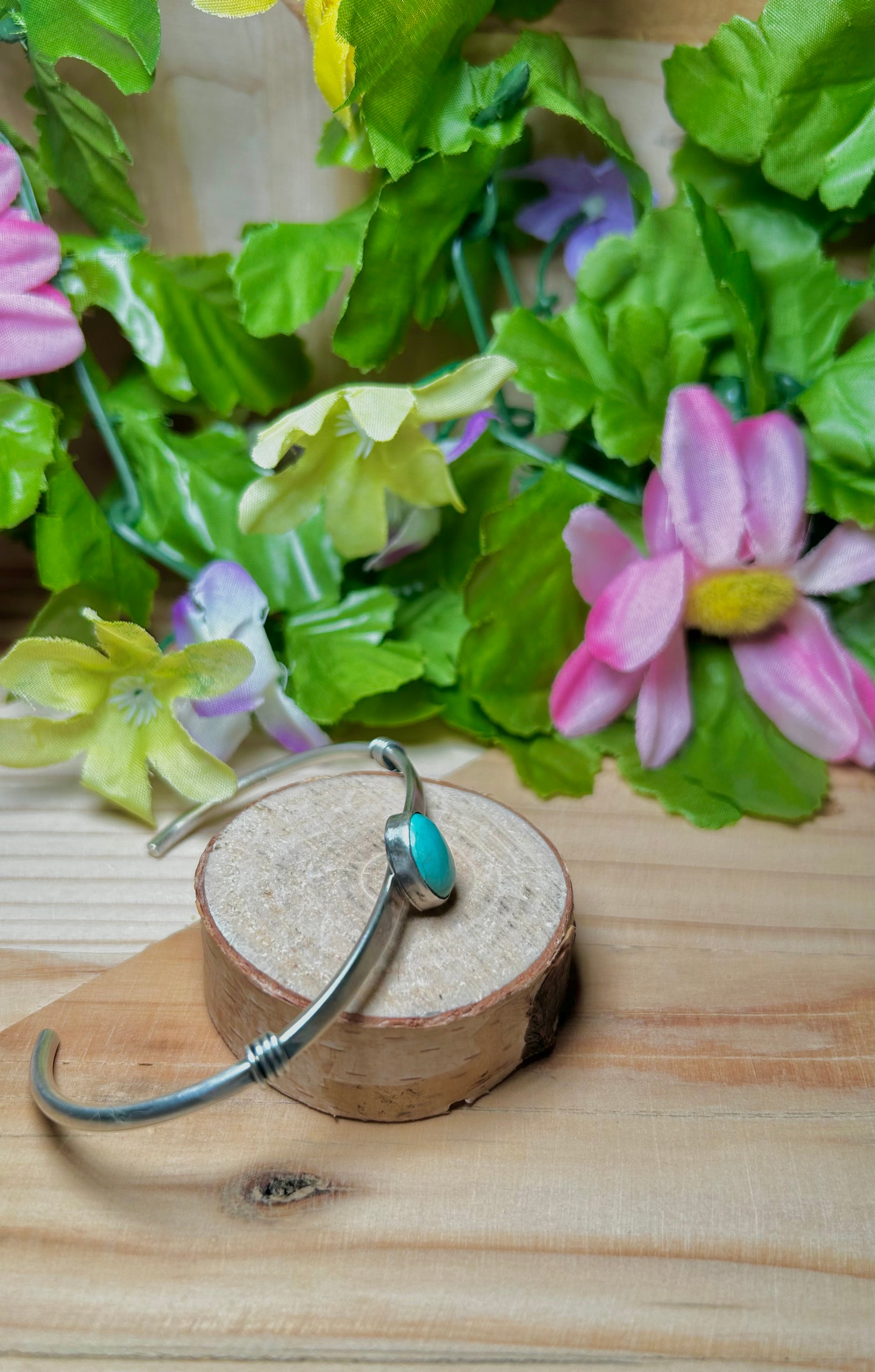 Navajo Made Sonoran Mountain Turquoise & Sterling Silver Cuff Bracelet