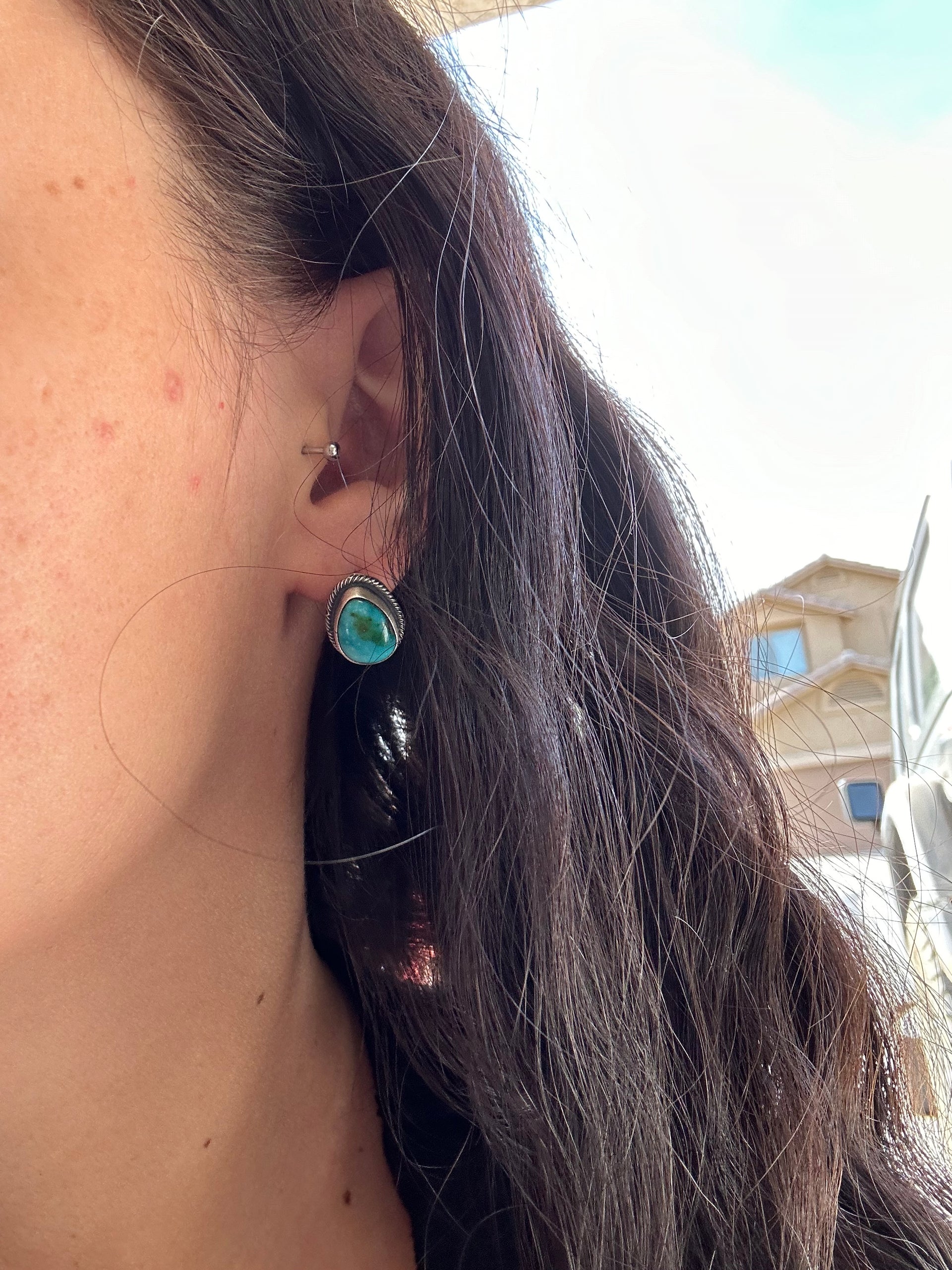 Timothy Yazzie Sonoran Gold Turquoise & Sterling Silver Post Earrings