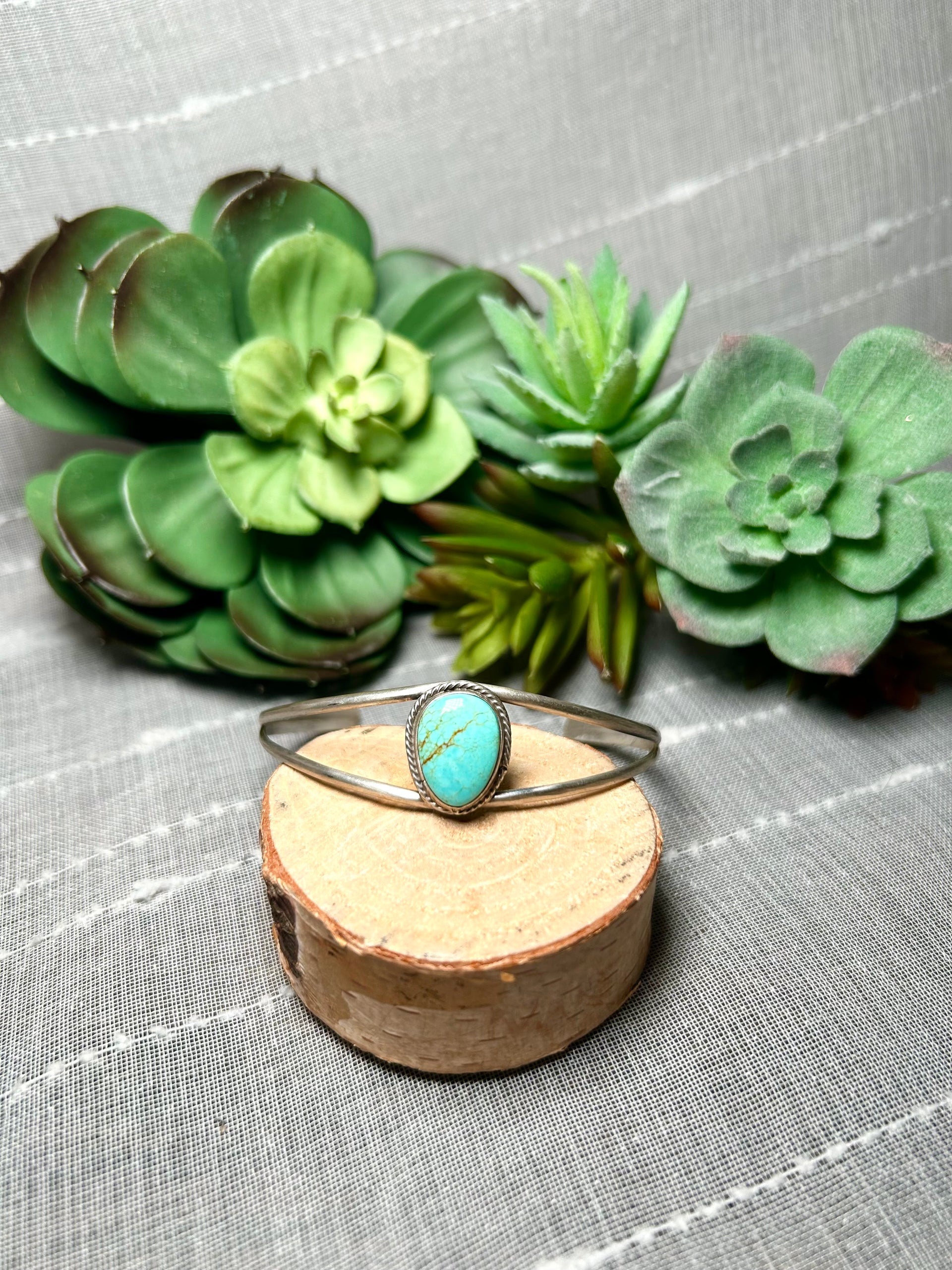 Navajo Made Kingman Turquoise & Sterling Silver Cuff Bracelet