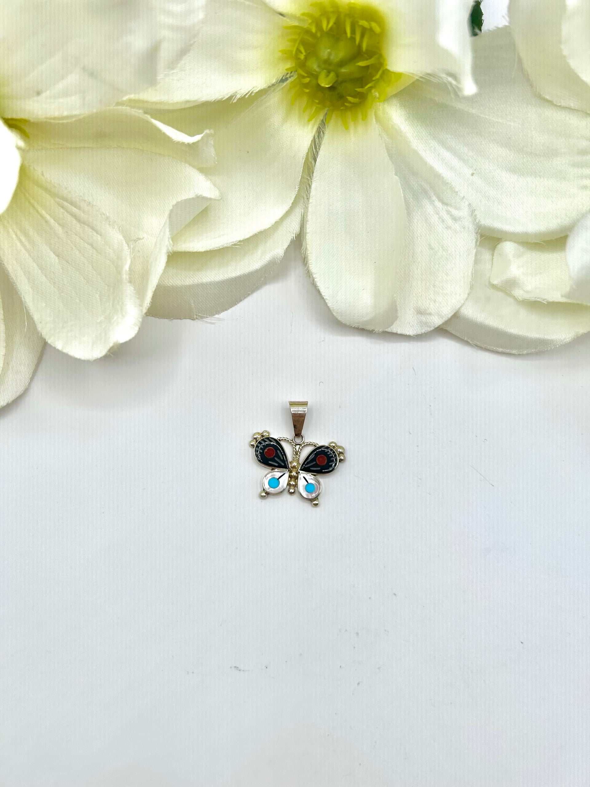 Zuni Made Multi Stone & Sterling Silver Pendant