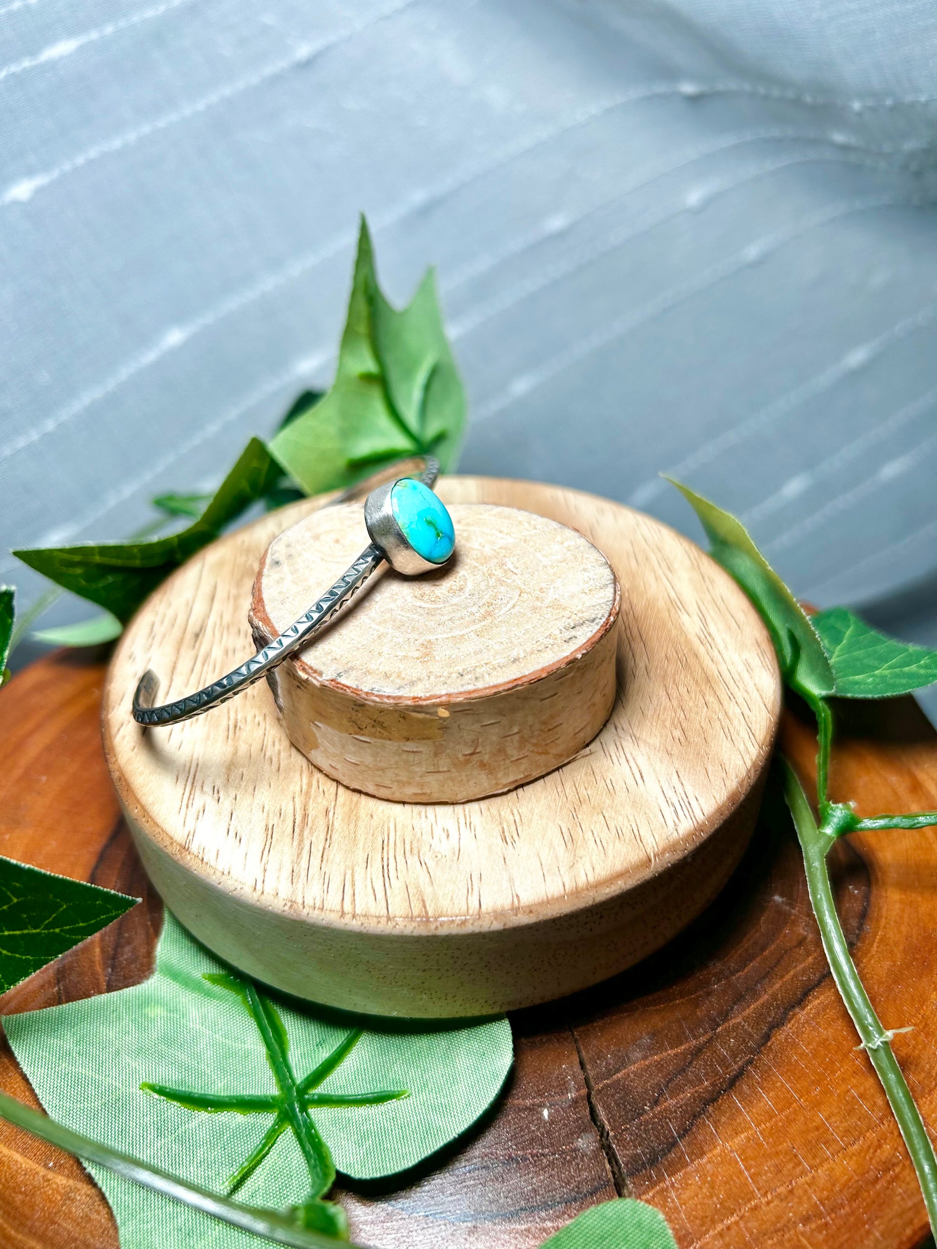 Navajo Made Sonoran Mountain Turquoise & Sterling Silver Cuff Bracelet