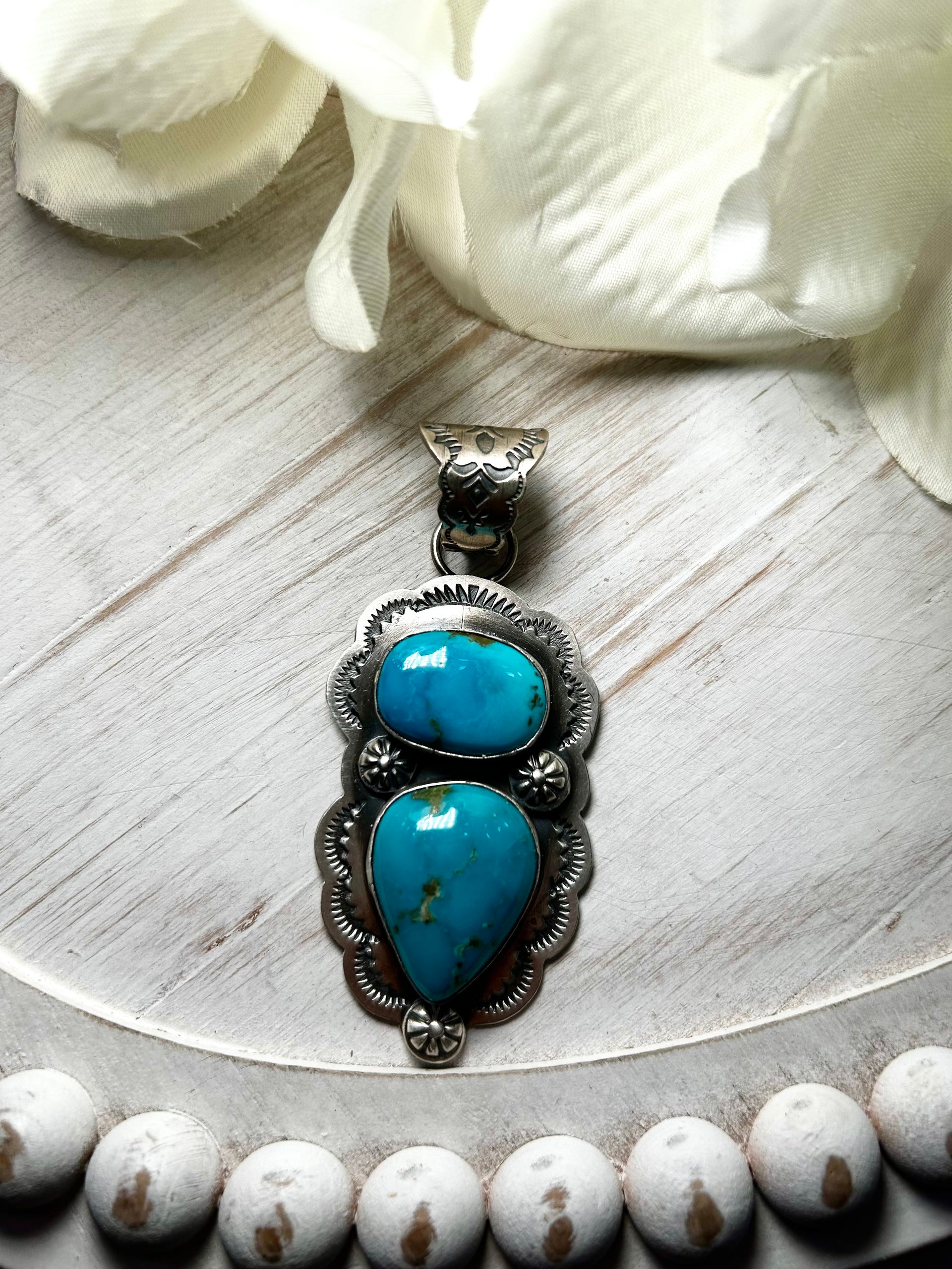 Delbert Secarero Kingman Turquoise & Sterling Silver Pendant