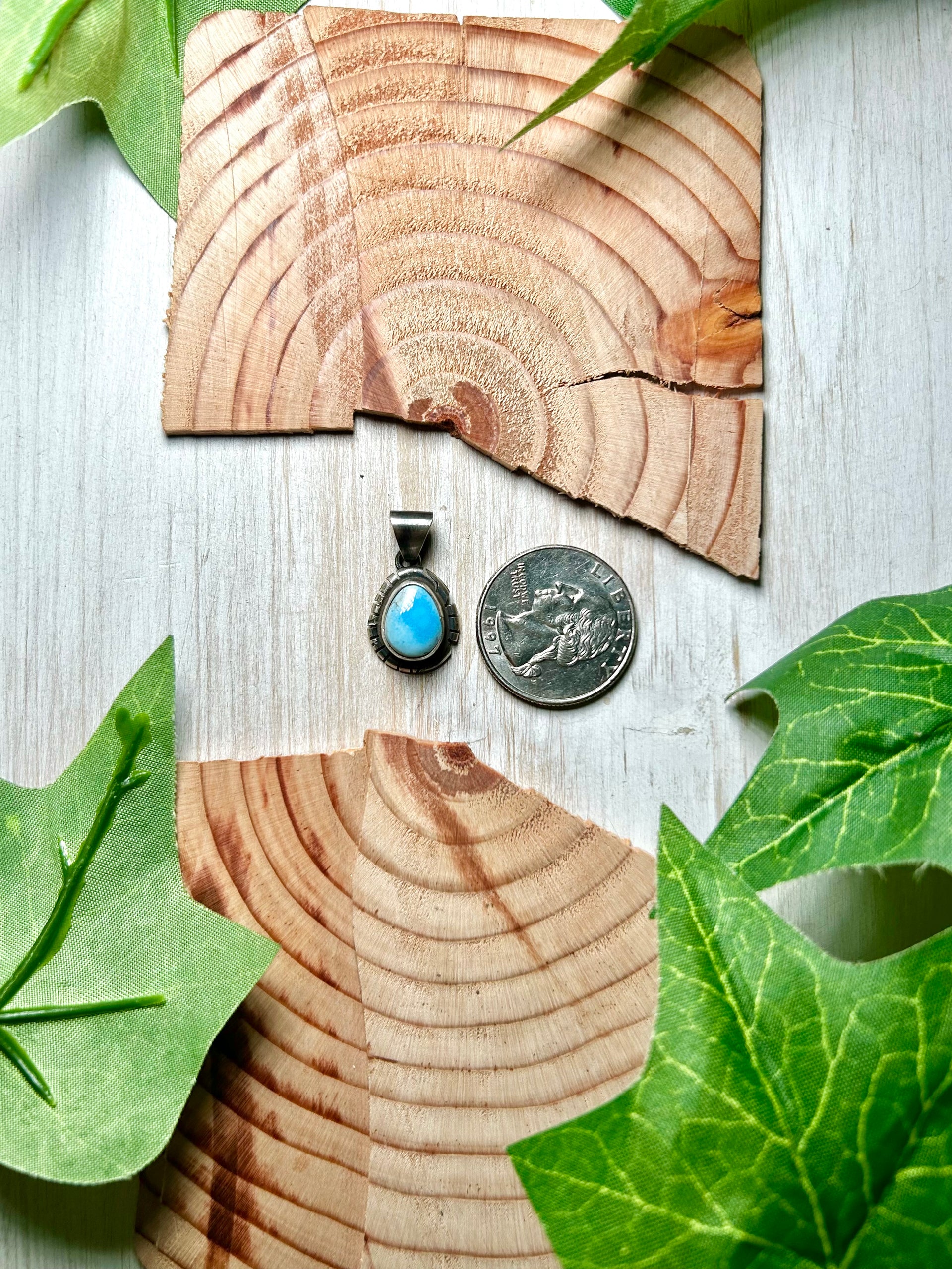 Navajo Made Golden Hill Turquoise & Sterling Silver Pendant