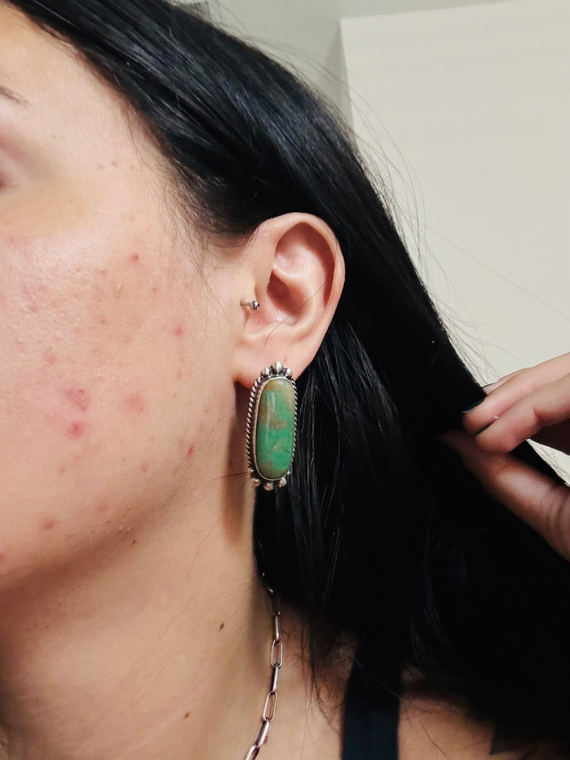 Elouise Kee Royston Turquoise & Sterling Silver Post Earring