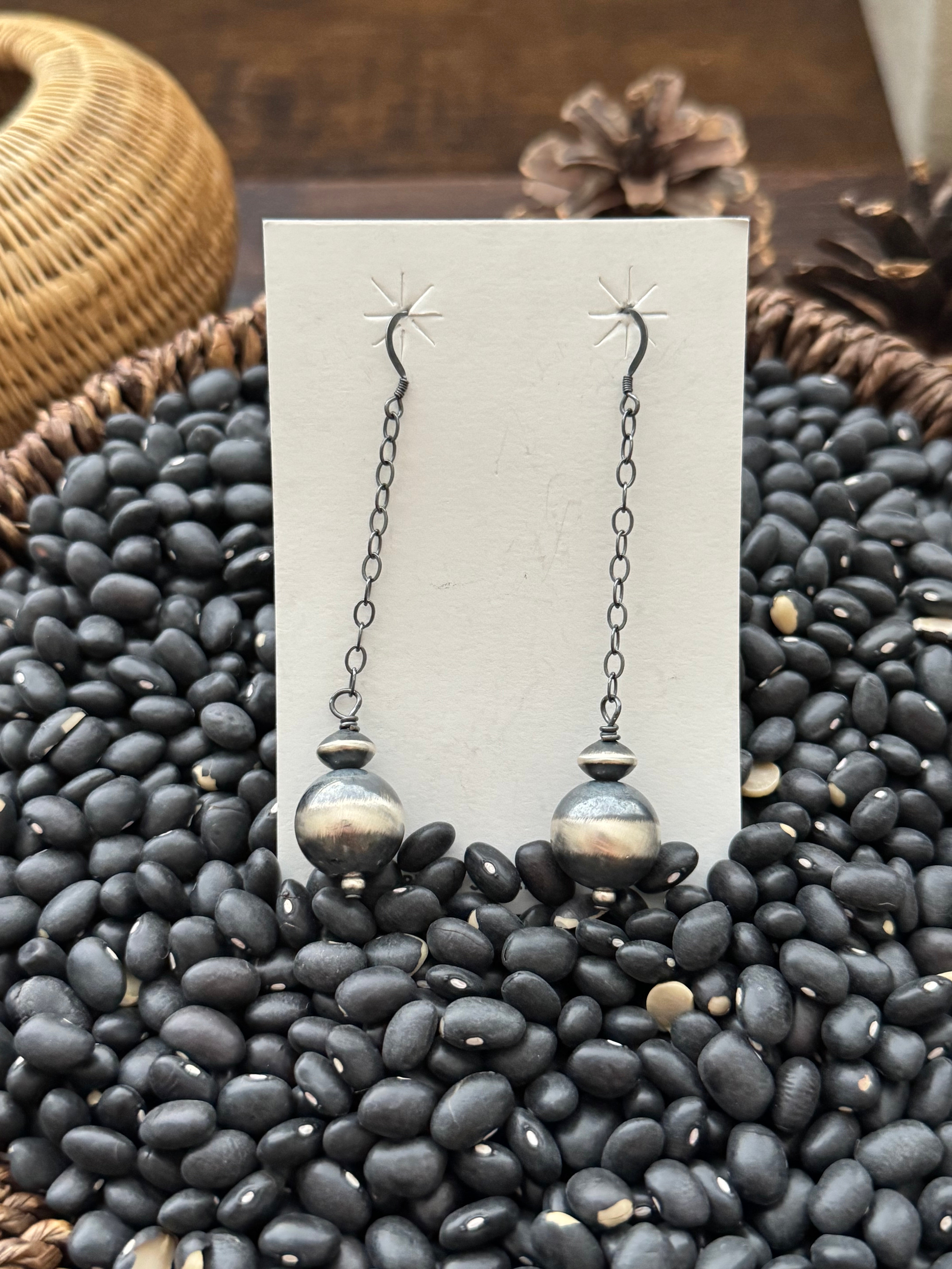 Mason Lee Sterling Silver Pearl Dangle Earrings.