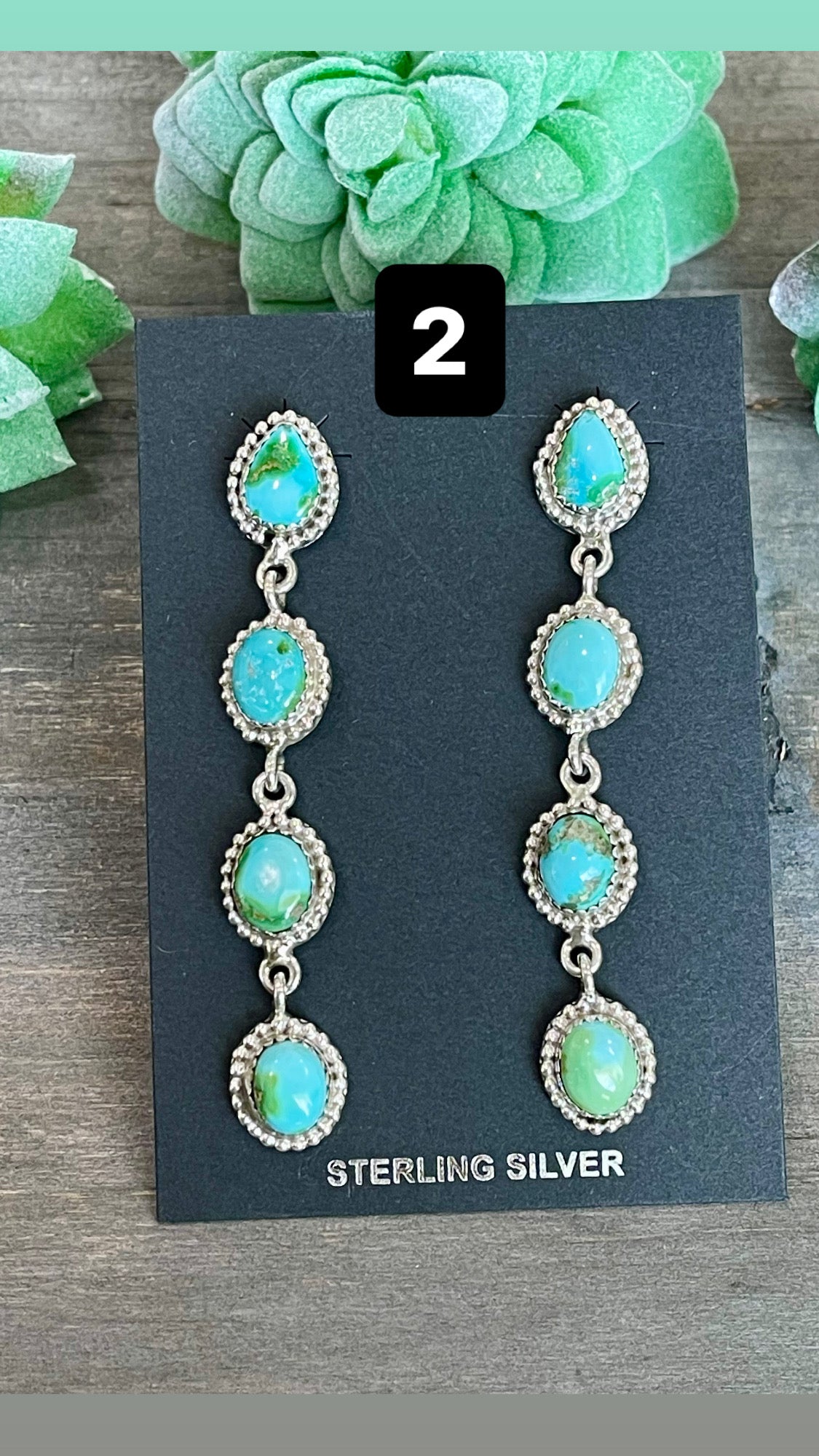 Southwest Handmade Sonoran Mountain Turquoise & Sterling Silver Post Dangle Earrings