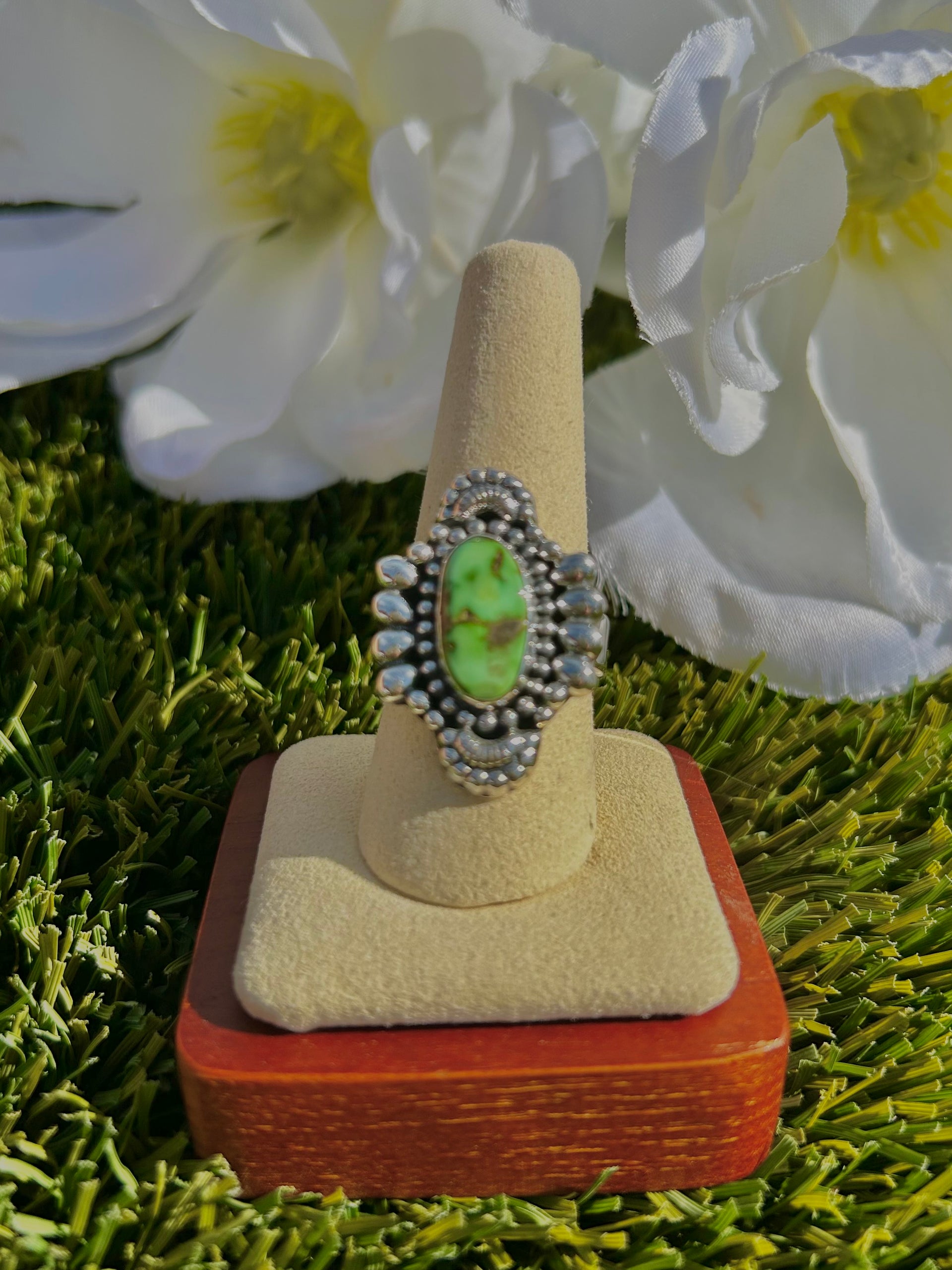 Southwest Sonoran Mountain Turquoise & Sterling Silver Ring Size 9.75