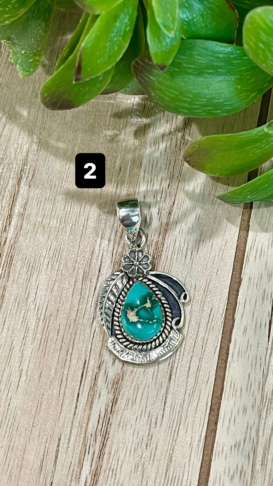 Southwest Handmade Sonoran Gold Turquoise & Sterling Silver Pendant