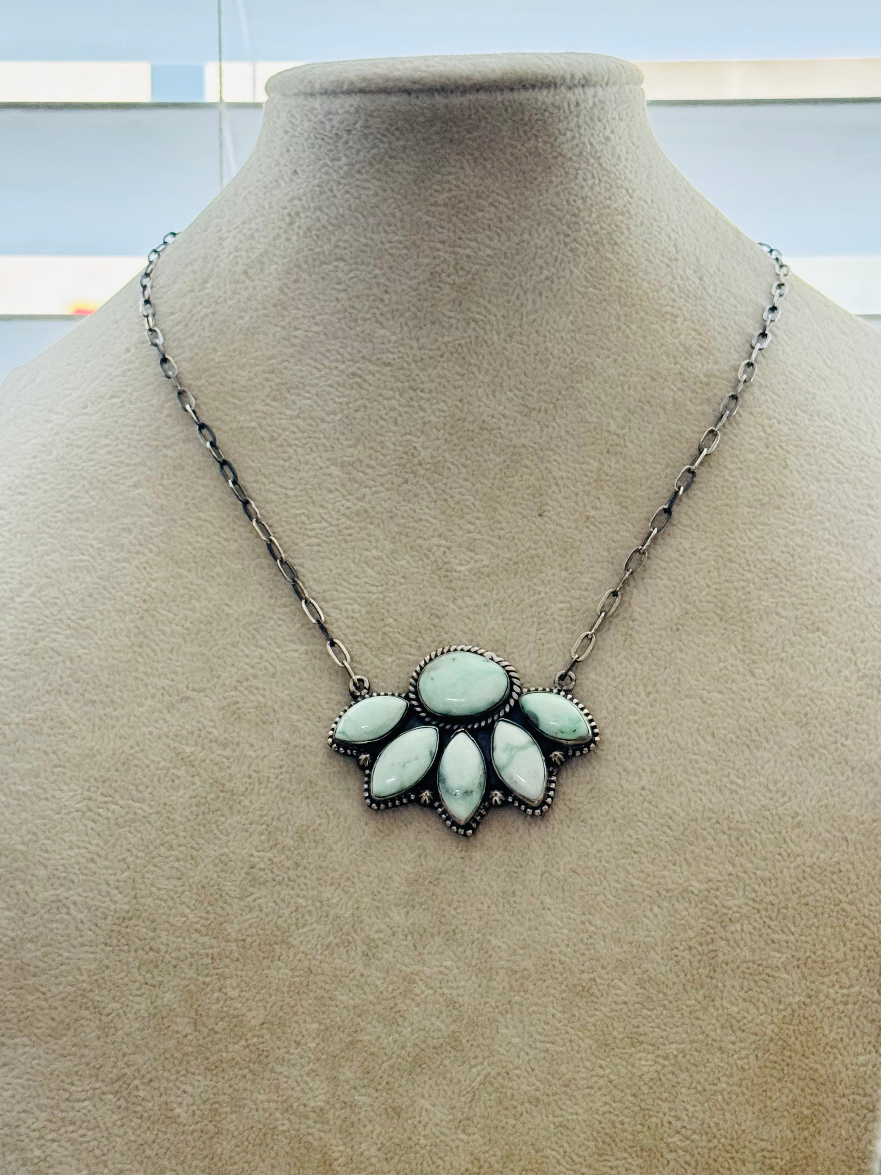 Southwest Handmade Paloma Variscite & Sterling Silver Necklace