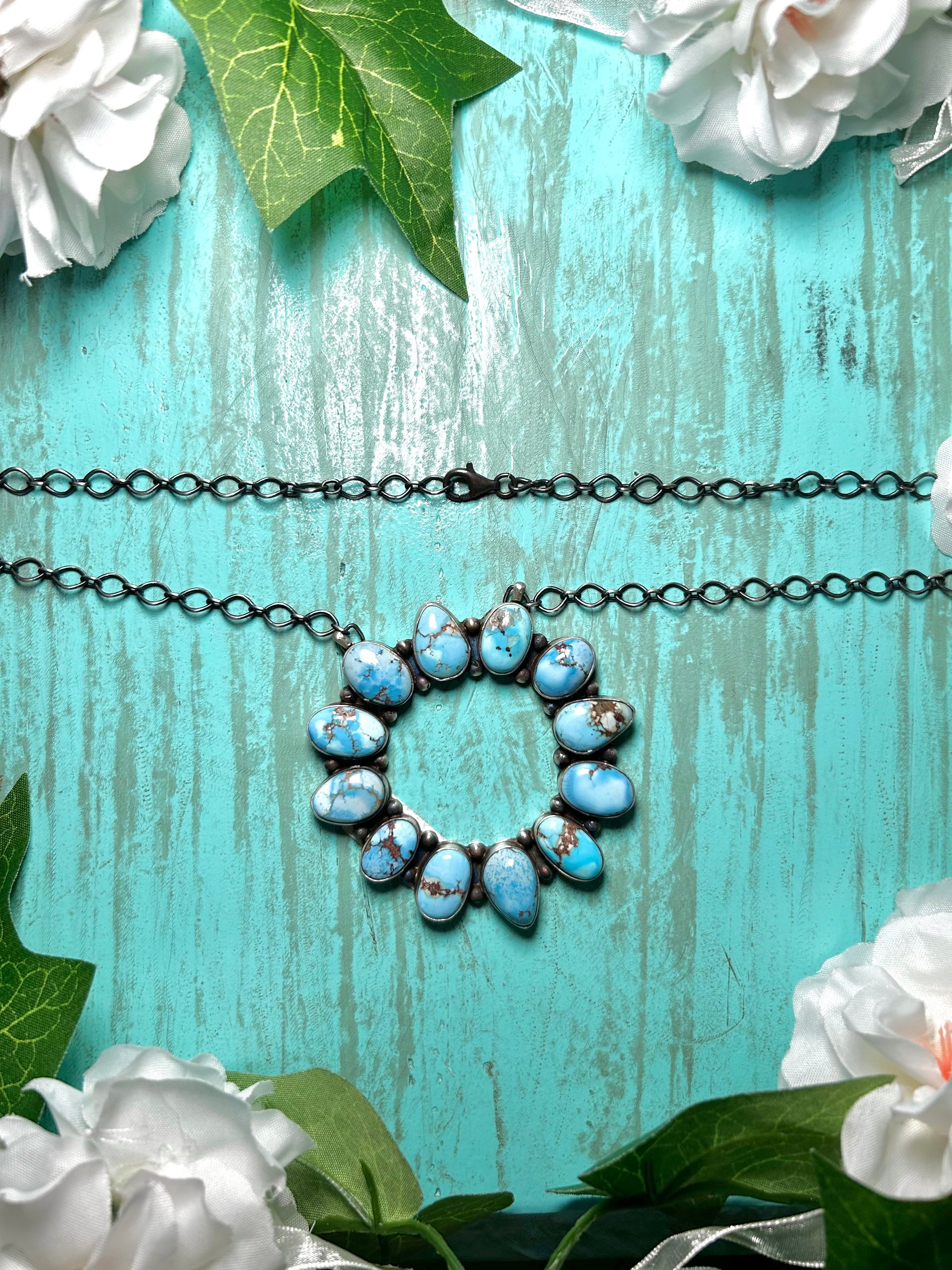 Scott Skeets Golden Hill Turquoise & Sterling Silver Necklace