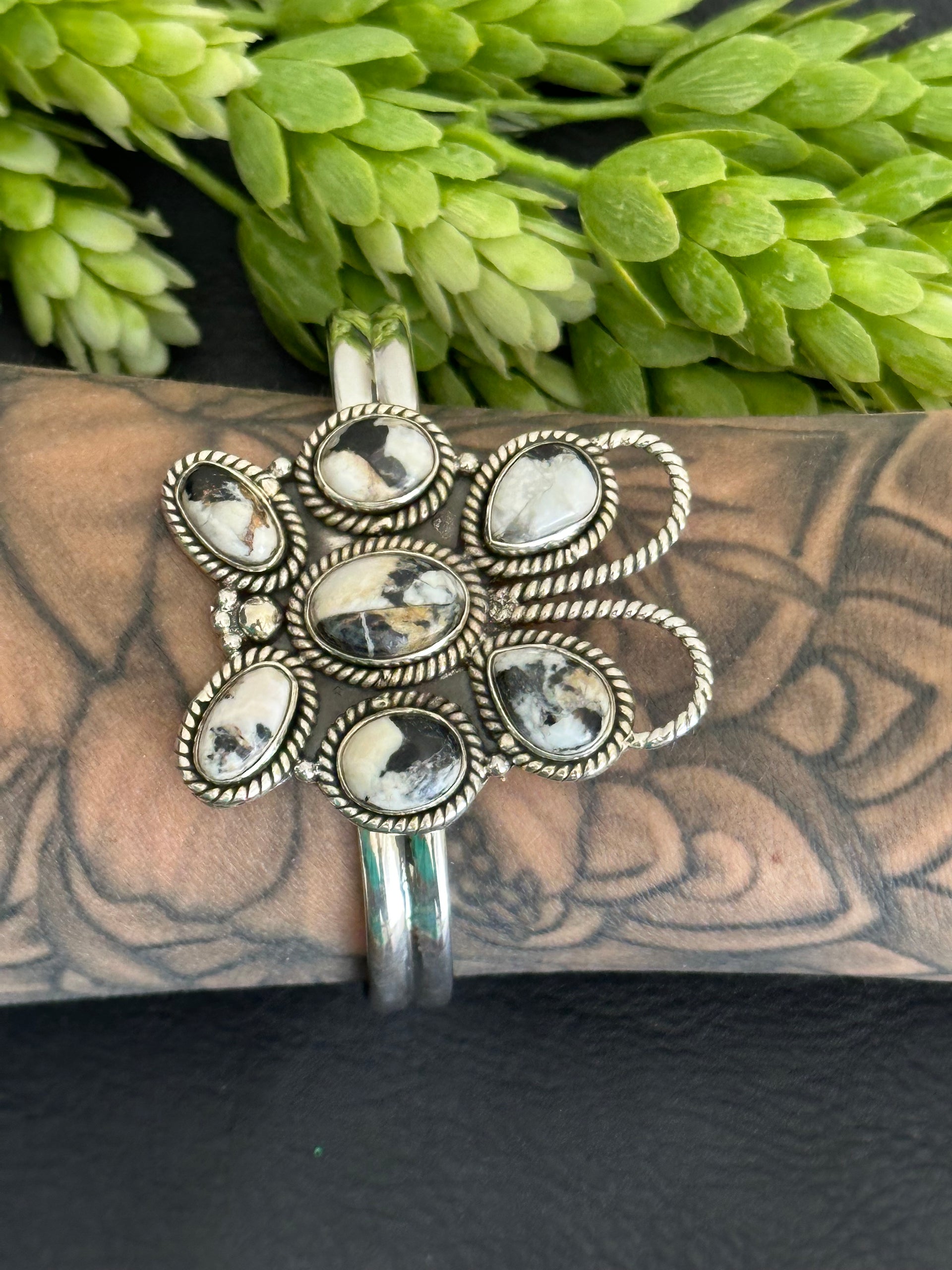 Southwest Made White Buffalo & Sterling Silver Cuff Bracelet
