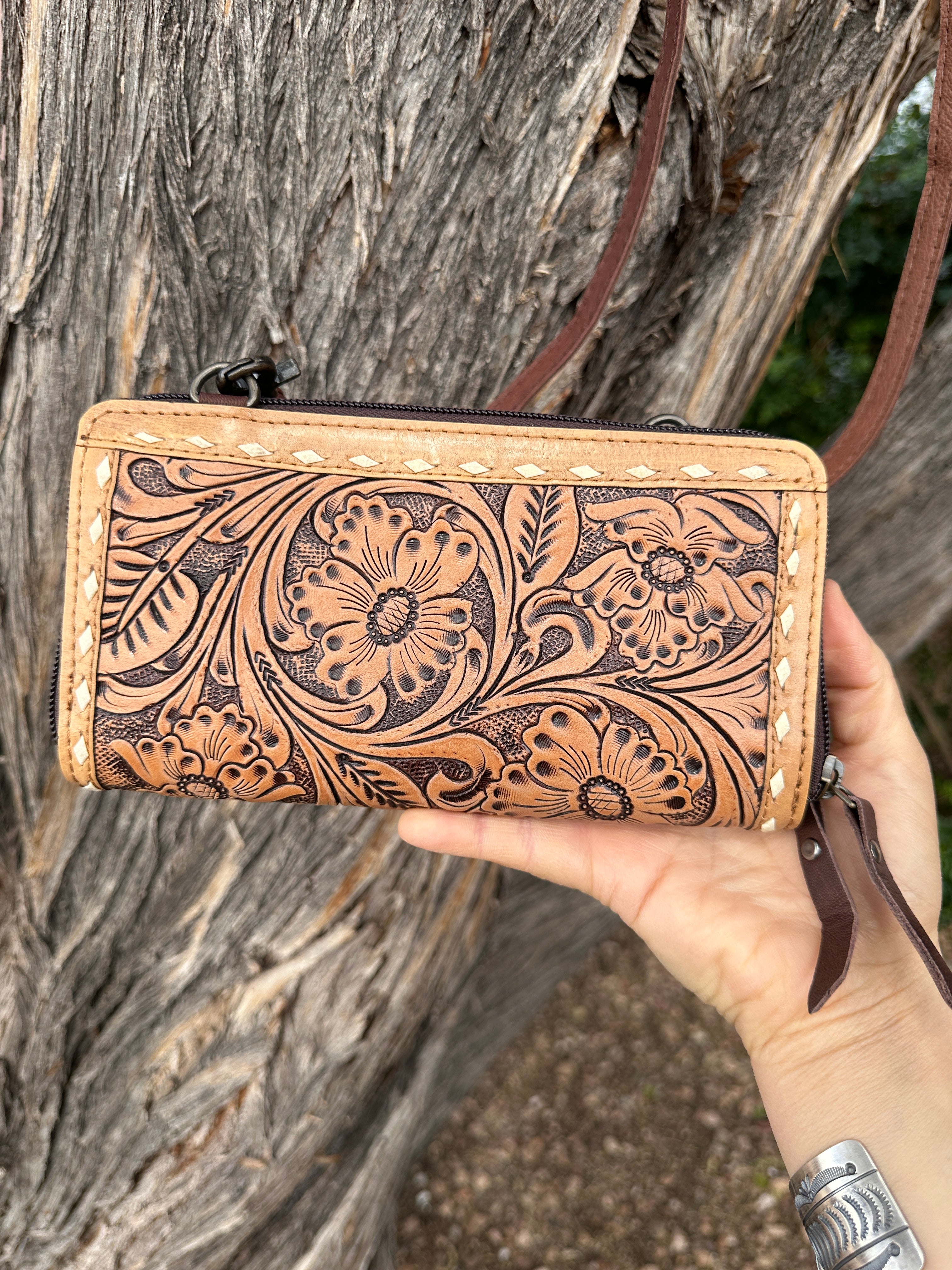 Genuine Tooled Leather Wallet Purse