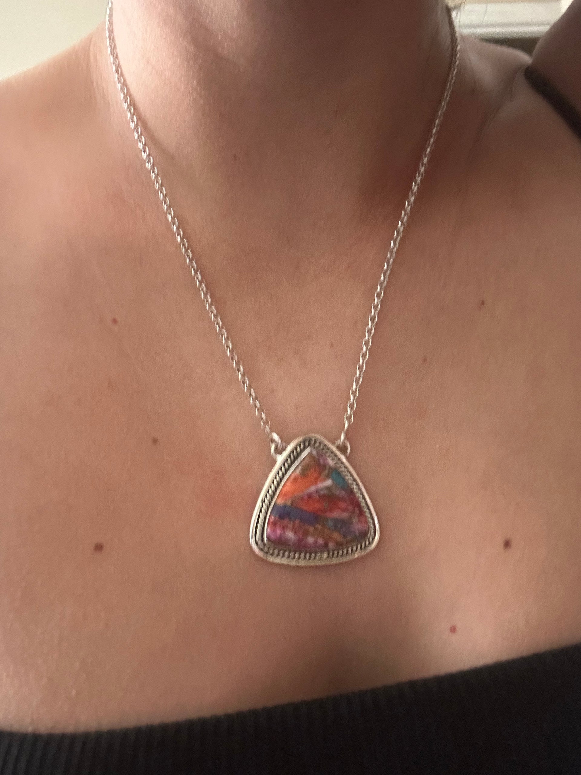 Southwest Made Mohave Turquoise & Sterling Silver Necklace