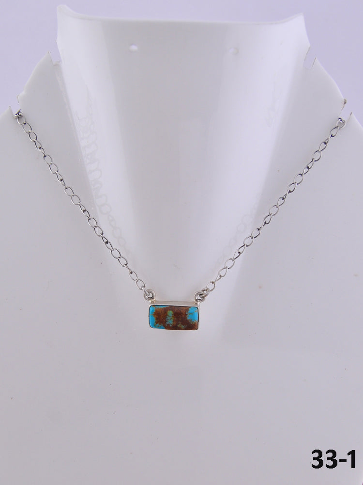 Southwest Handmade Kingman Turquoise & Sterling Silver Bar Necklace