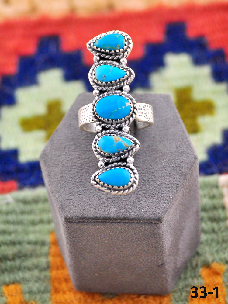 Southwest Handmade Kingman Turquoise & Sterling Silver Adjustable Ring