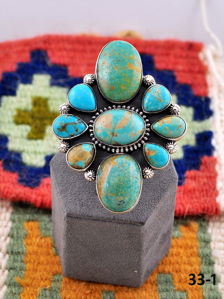 Southwest Made Royston Turquoise & Sterling Silver Adjustable Ring