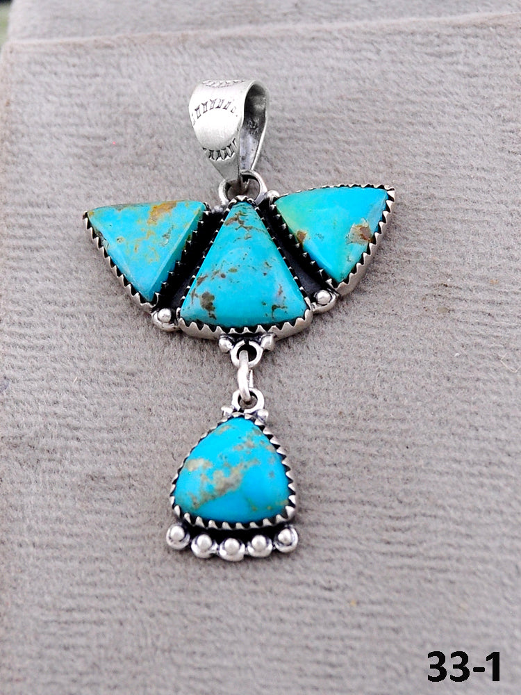 Southwest Handmade Santa Maria Turquoise & Sterling Silver Pendants