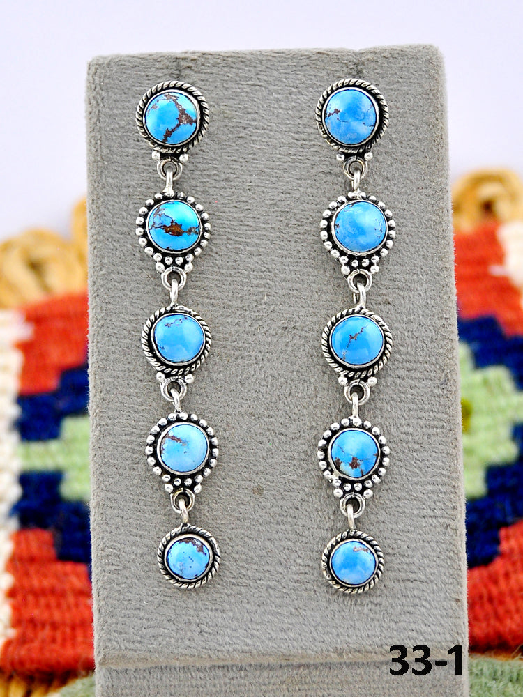 Southwest Made Golden Hills Turquoise & Sterling Silver Post Earrings