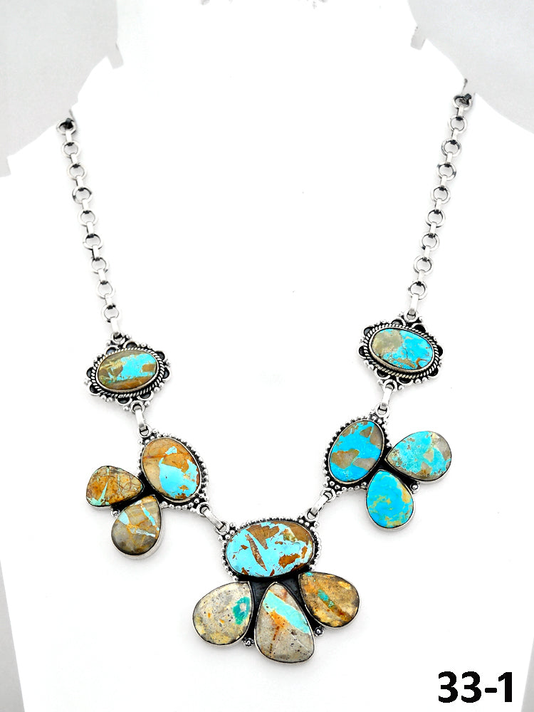 Southwest Handmade #8 Turquoise & Sterling Silver Necklace