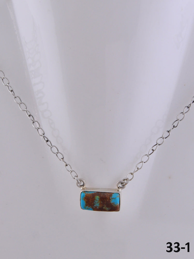 Southwest Handmade Kingman Turquoise & Sterling Silver Bar Necklace