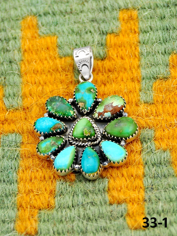 Southwest Handmade Sonoran Turquoise & Sterling Silver Pendants