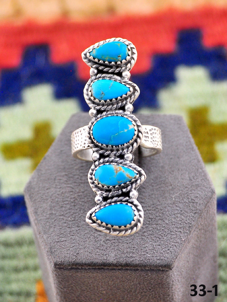 Southwest Handmade Kingman Turquoise & Sterling Silver Adjustable Ring