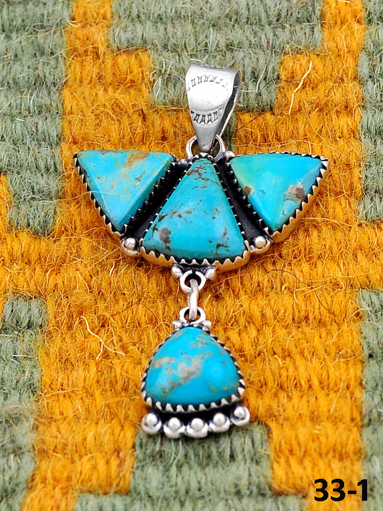 Southwest Handmade Santa Maria Turquoise & Sterling Silver Pendants