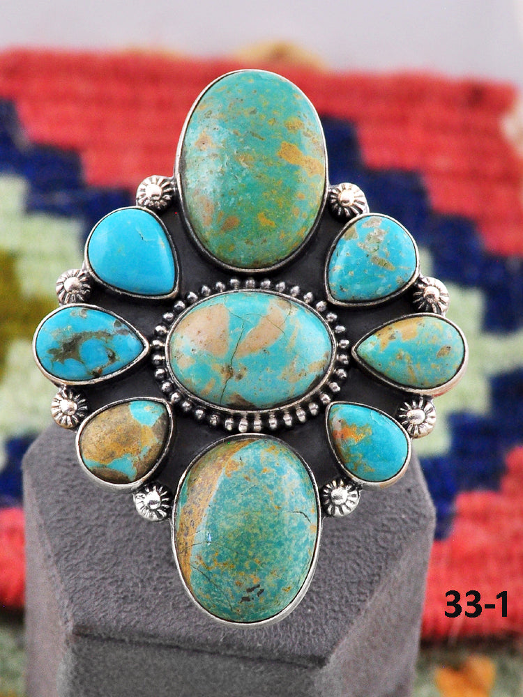 Southwest Made Royston Turquoise & Sterling Silver Adjustable Ring
