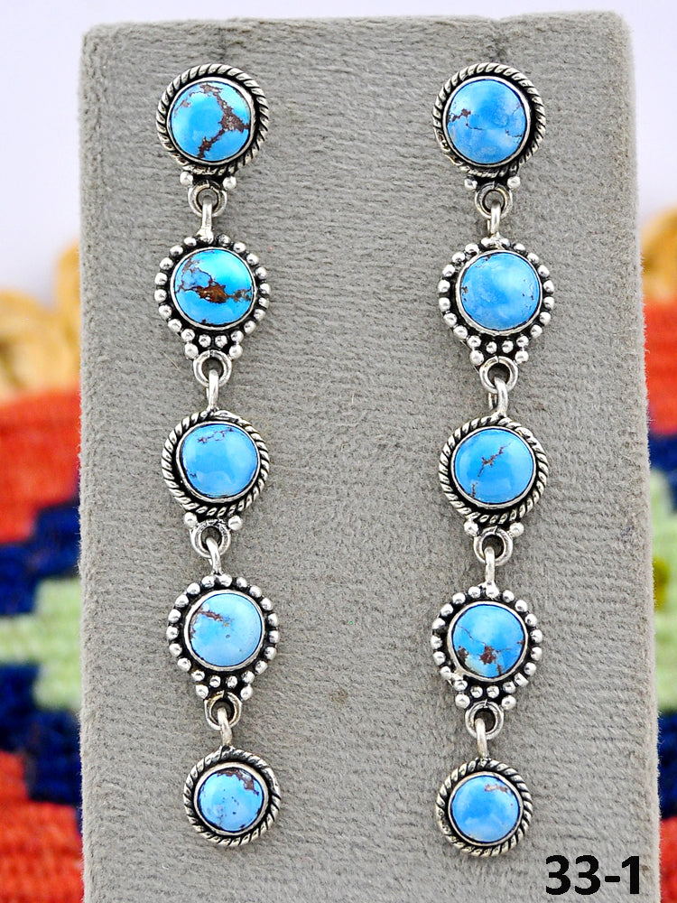 Southwest Made Golden Hills Turquoise & Sterling Silver Post Earrings