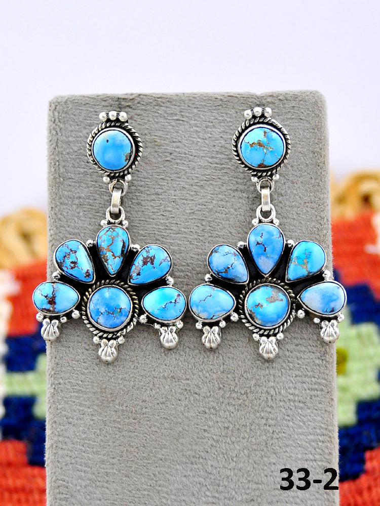 Southwest Made Golden Hills Turquoise & Sterling Silver Post Earrings