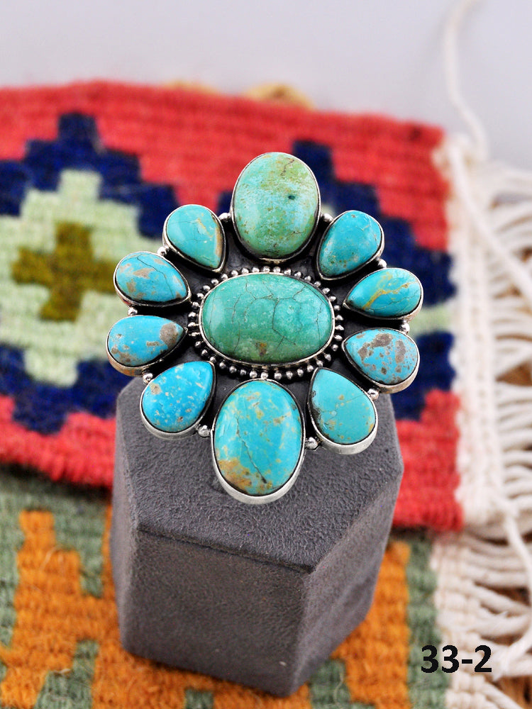 Southwest Made Royston Turquoise & Sterling Silver Adjustable Ring