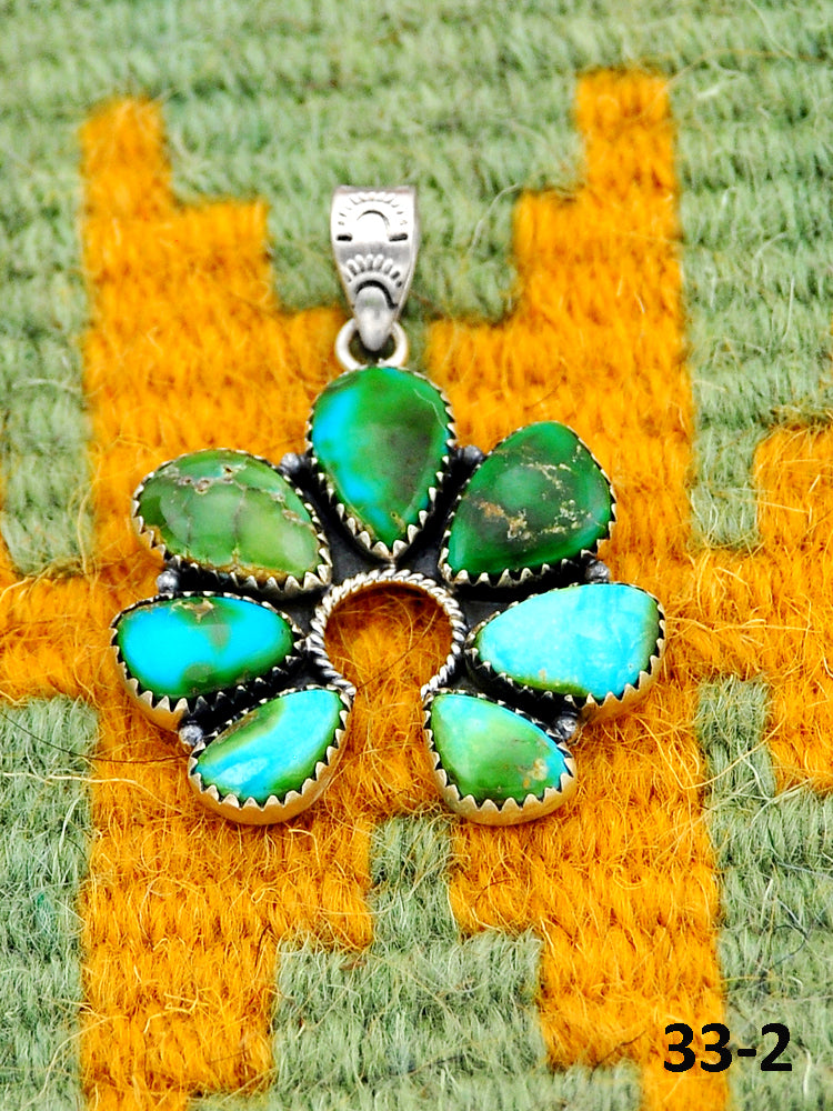 Southwest Handmade Sonoran Turquoise & Sterling Silver Pendants