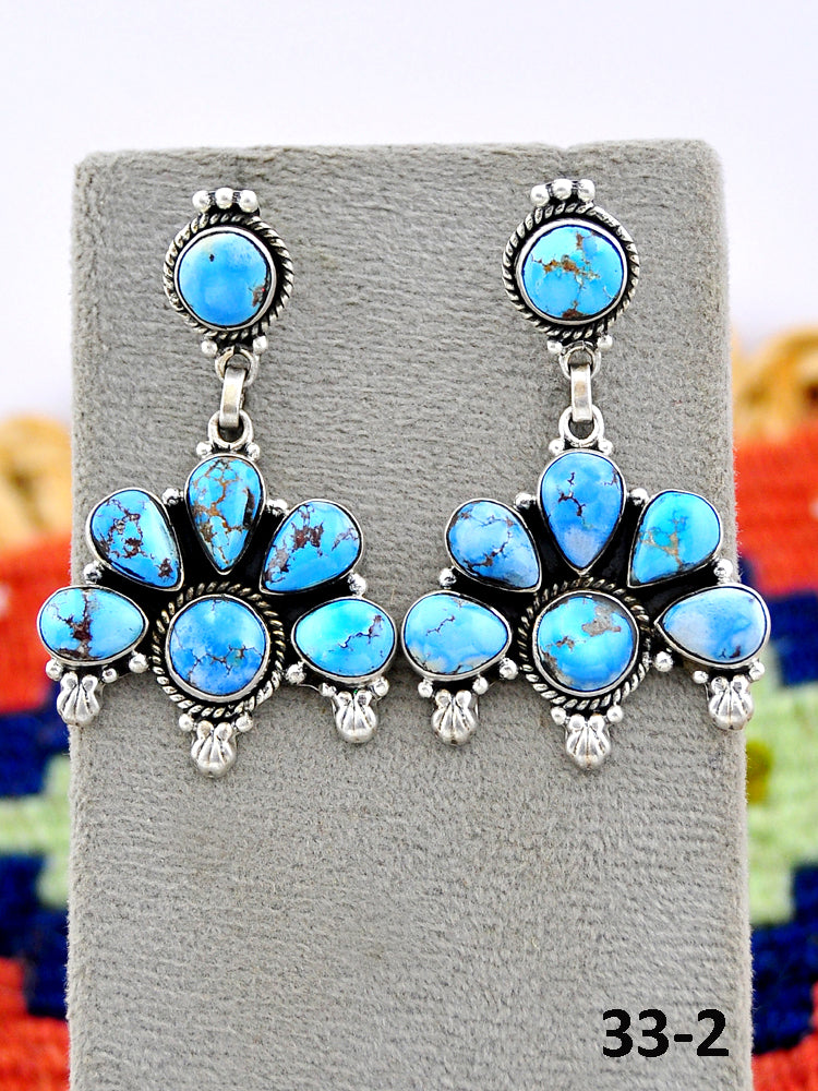 Southwest Made Golden Hills Turquoise & Sterling Silver Post Earrings