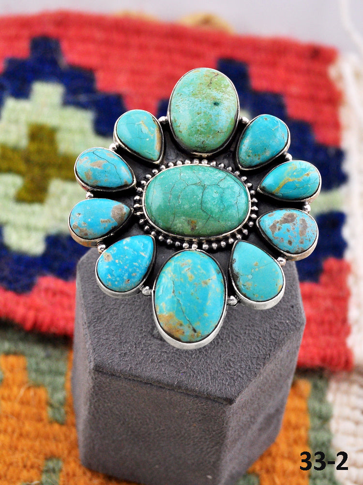 Southwest Made Royston Turquoise & Sterling Silver Adjustable Ring