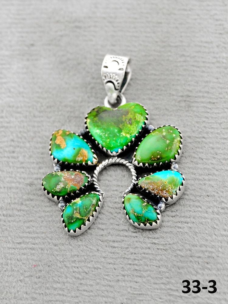 Southwest Handmade Sonoran Turquoise & Sterling Silver Pendants