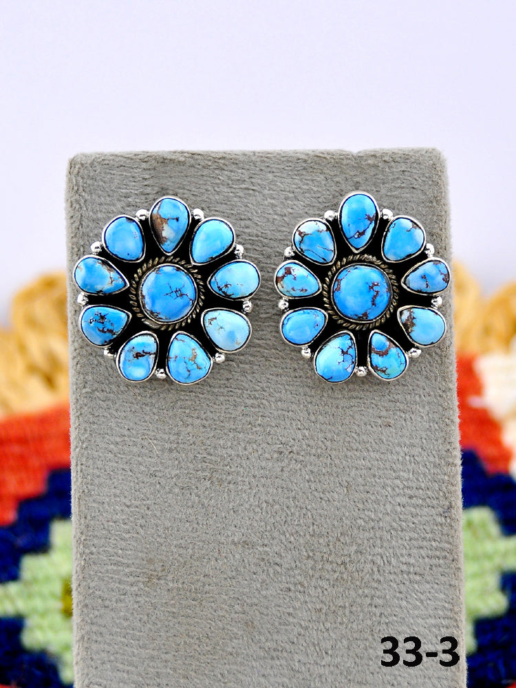 Southwest Made Golden Hills Turquoise & Sterling Silver Post Earrings