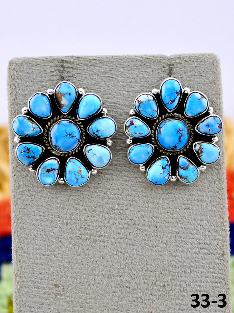 Southwest Made Golden Hills Turquoise & Sterling Silver Post Earrings