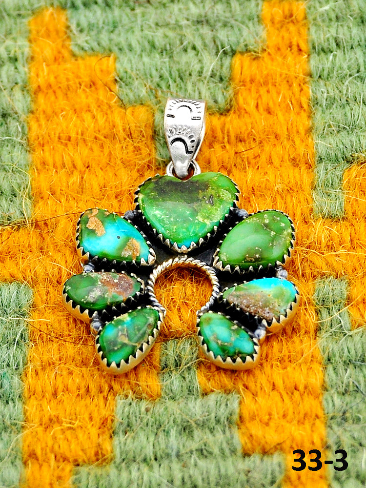 Southwest Handmade Sonoran Turquoise & Sterling Silver Pendants