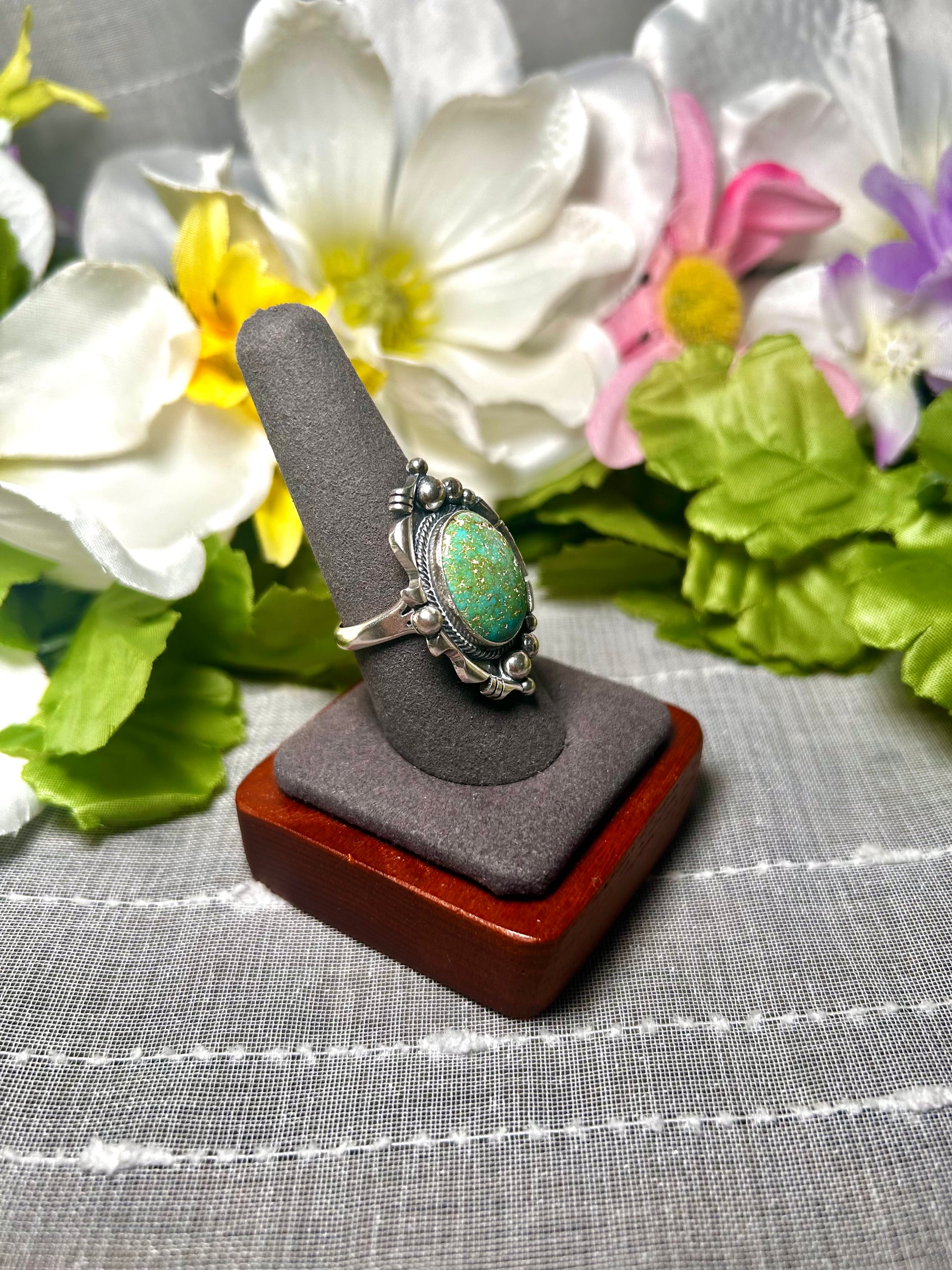 Daniel Benally Kingman Turquoise & Sterling Silver Ring Size 9.25