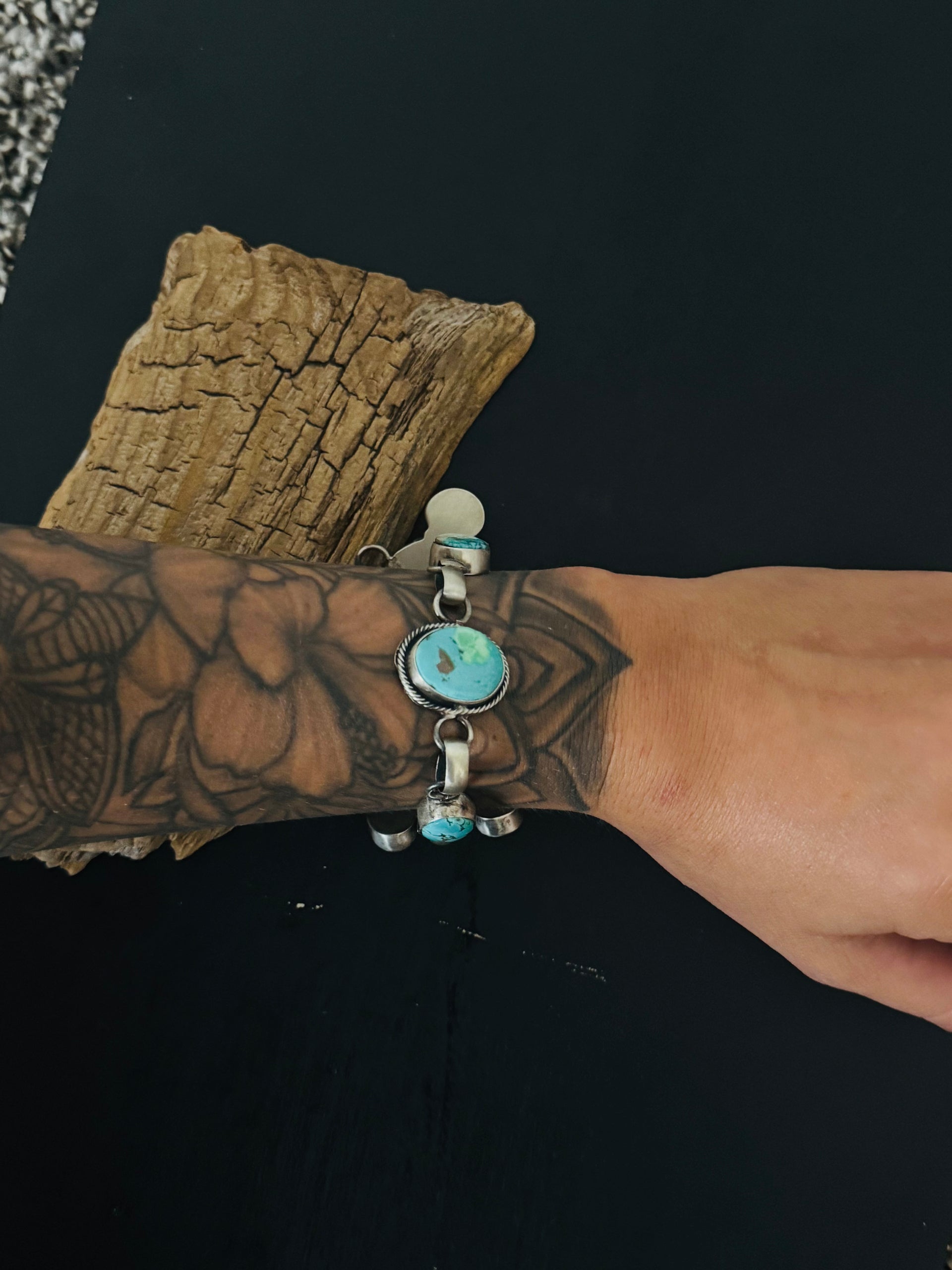 Ella Peters Mixed Turquoise & Sterling Silver Link Bracelet