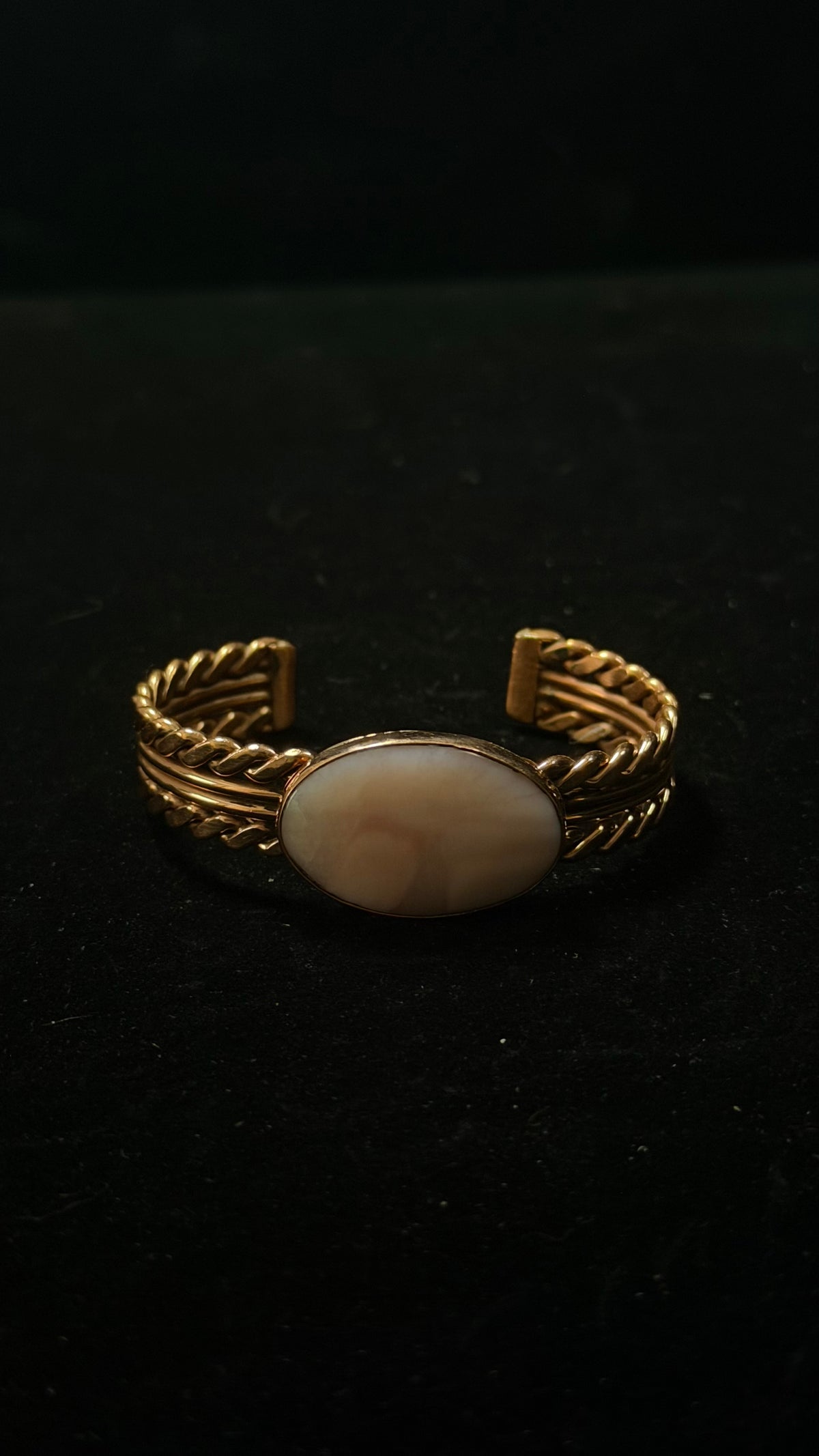 Navajo Made Pink Peruvian Opal & Copper Cuff Bracelet