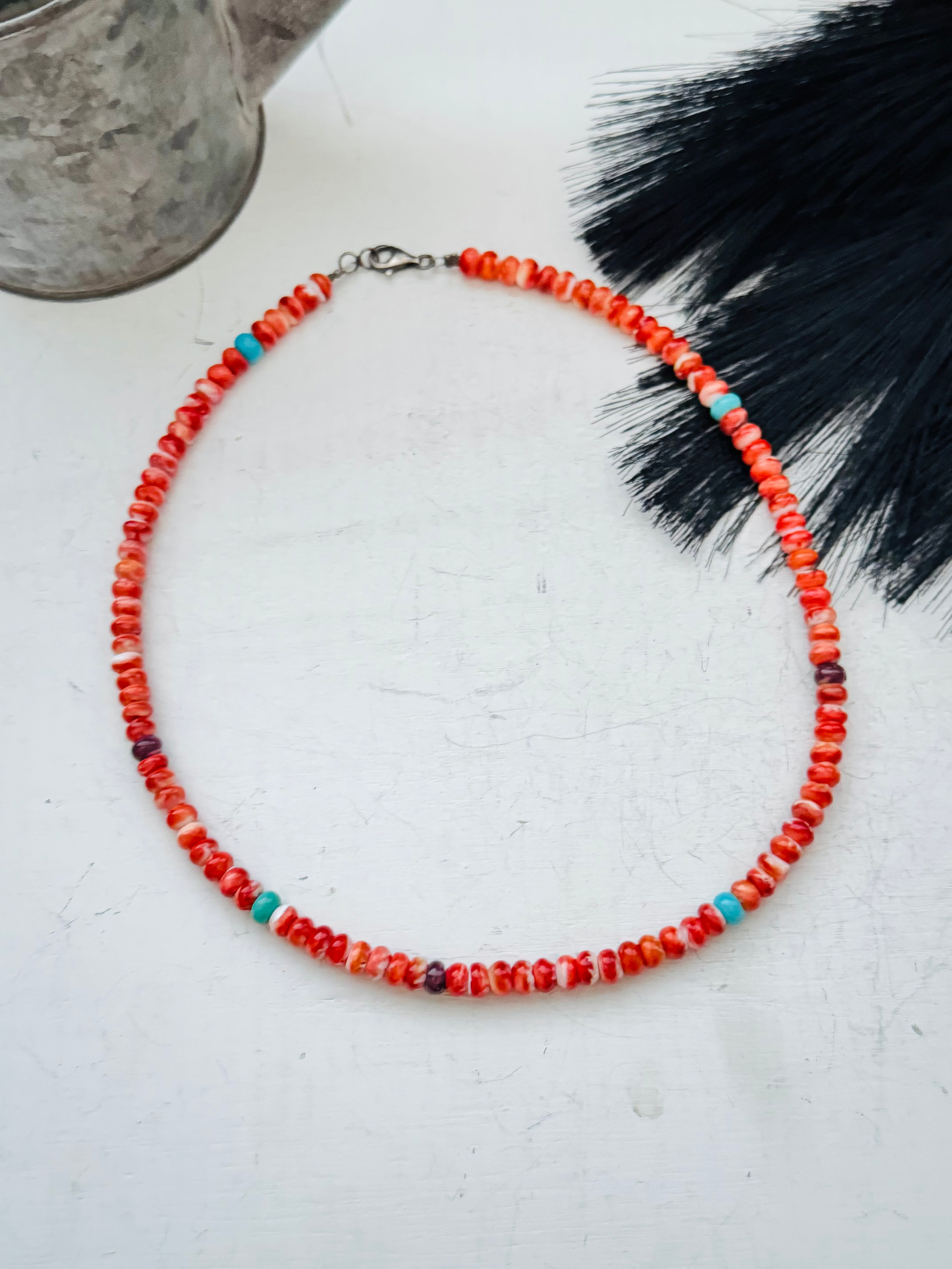 Theresa Skeets Multi Stone & Sterling Silver Beaded Necklace