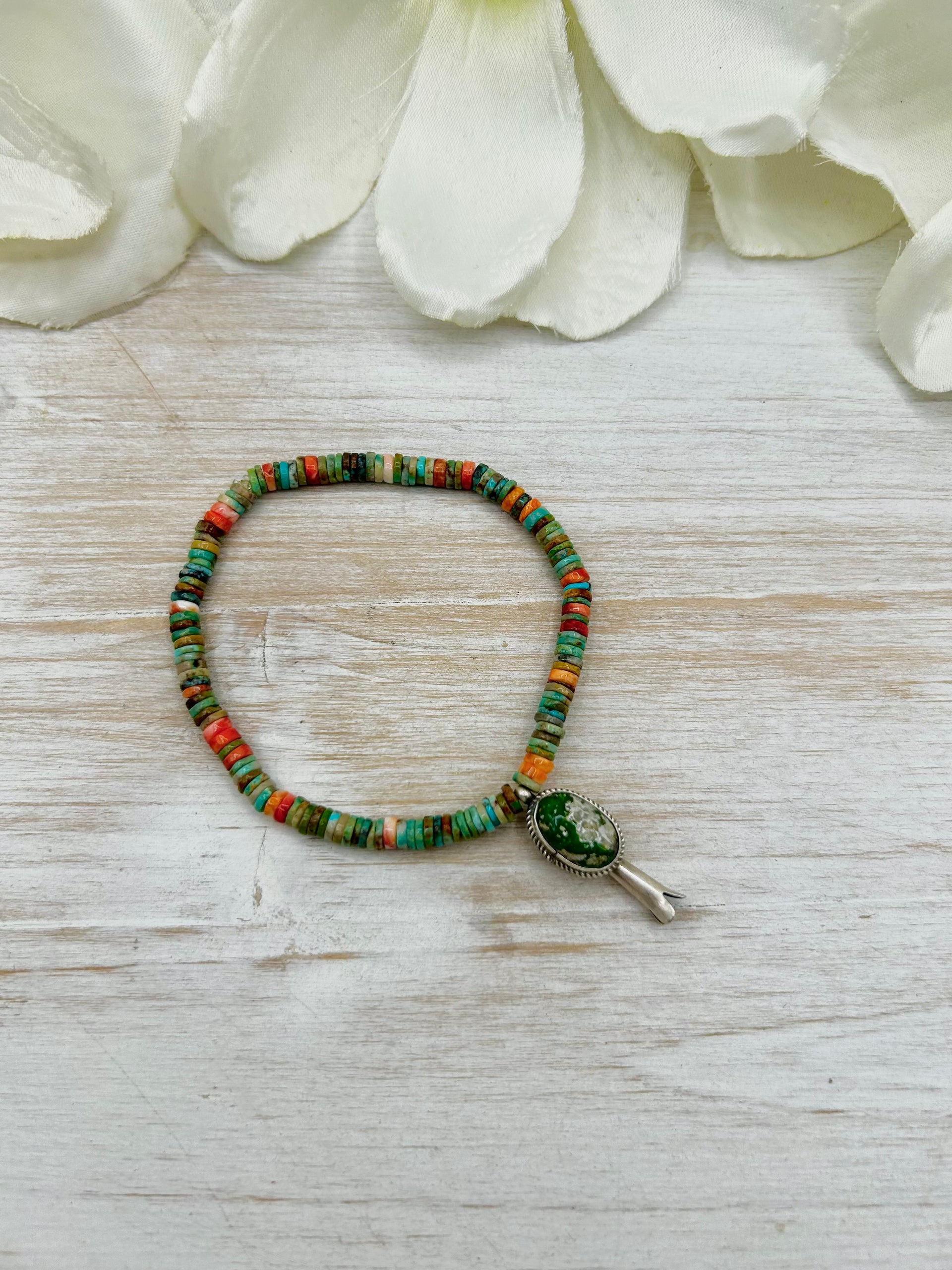 George Rios Multi Stone & Sterling Silver Stretchy Bracelet