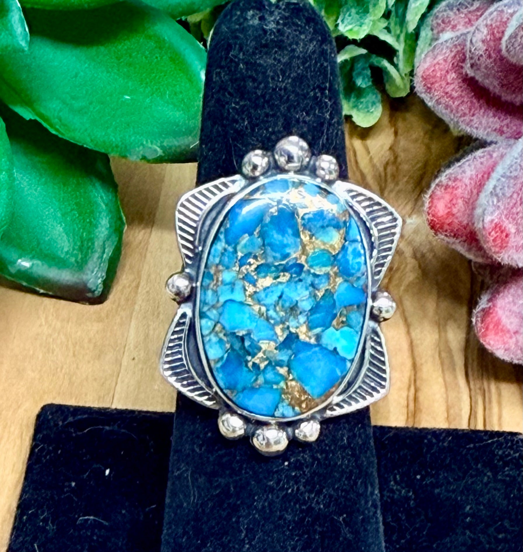 Southwest Handmade Mohave & Sterling Silver Ring Size 6