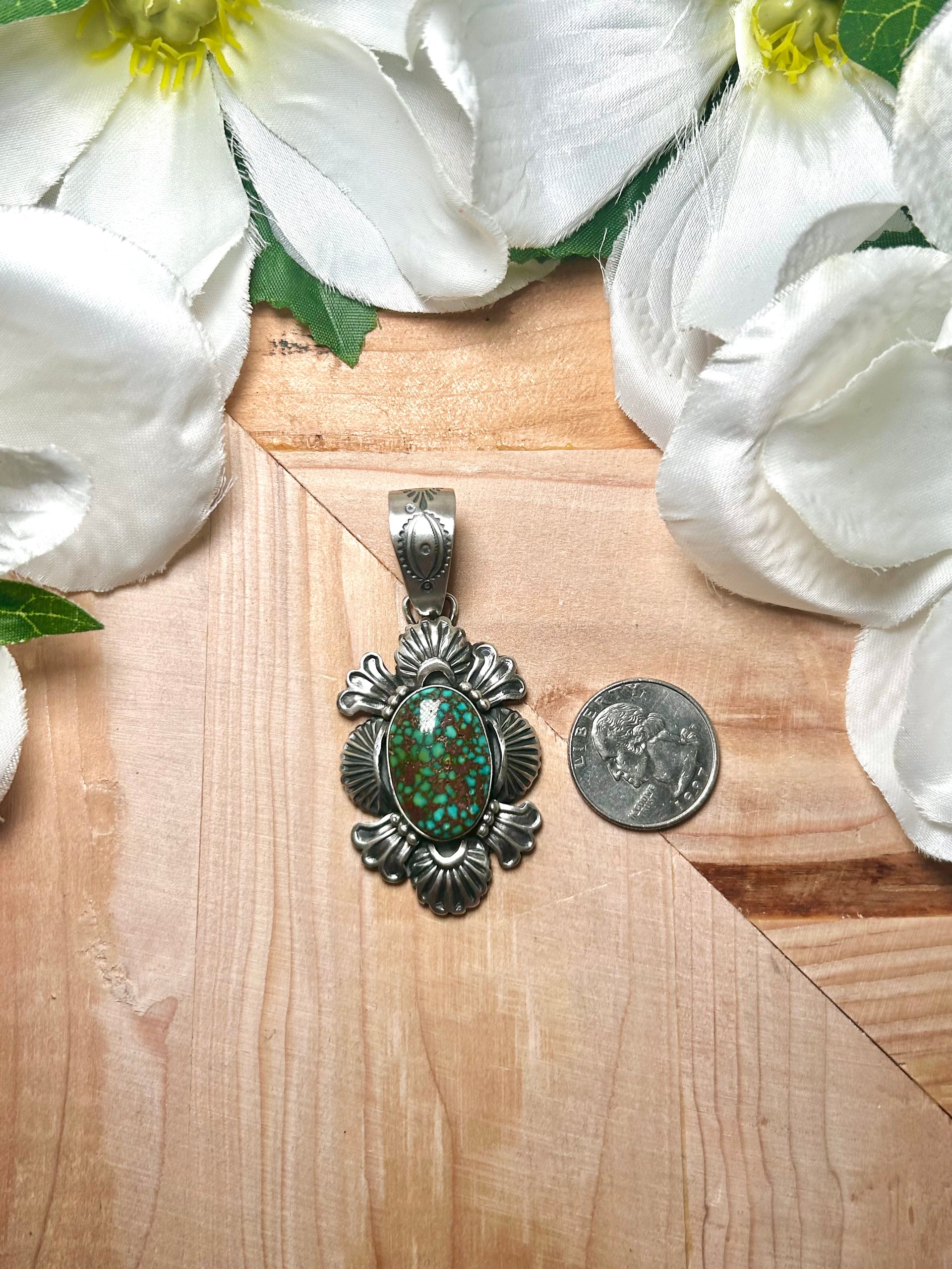 Mark Yazzie High Grade Patagonia Turquoise & Sterling Silver Pendant