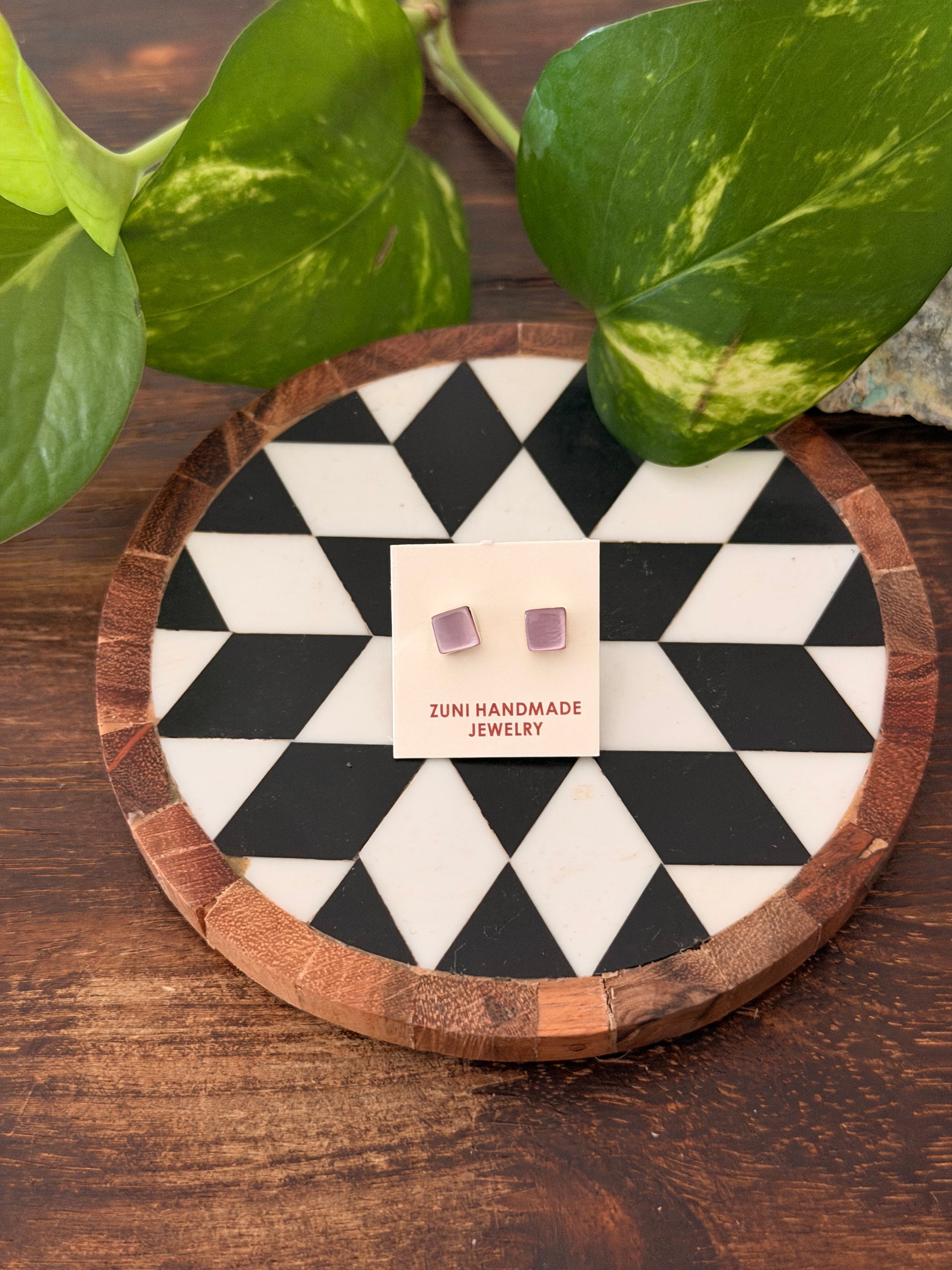 Zuni Made Mother of Pearl & Sterling Silver Post Earrings