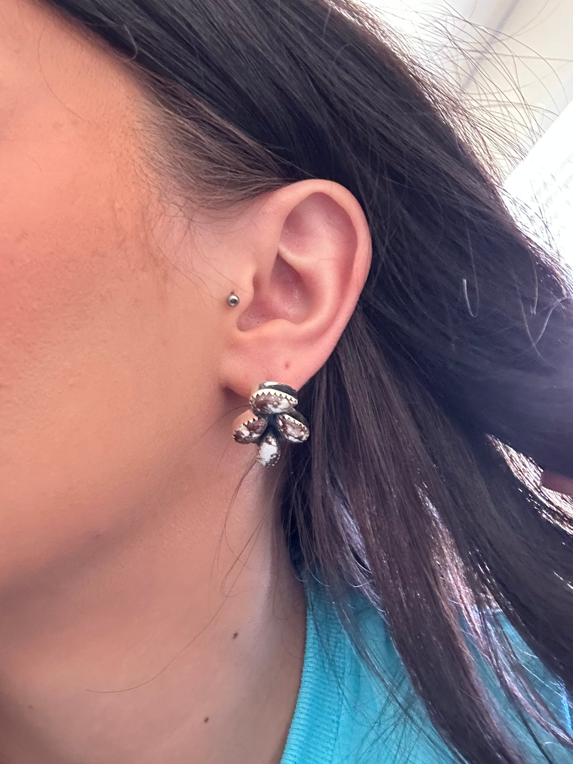 Southwest Handmade Wild Horse & Sterling Silver Post Earrings