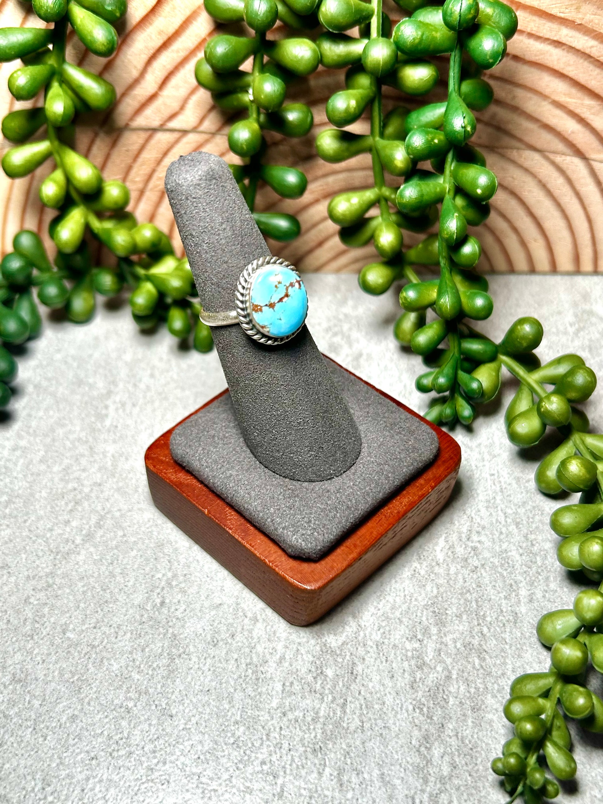 Navajo Made Golden Hill Turquoise & Sterling Silver Ring Size 6.25