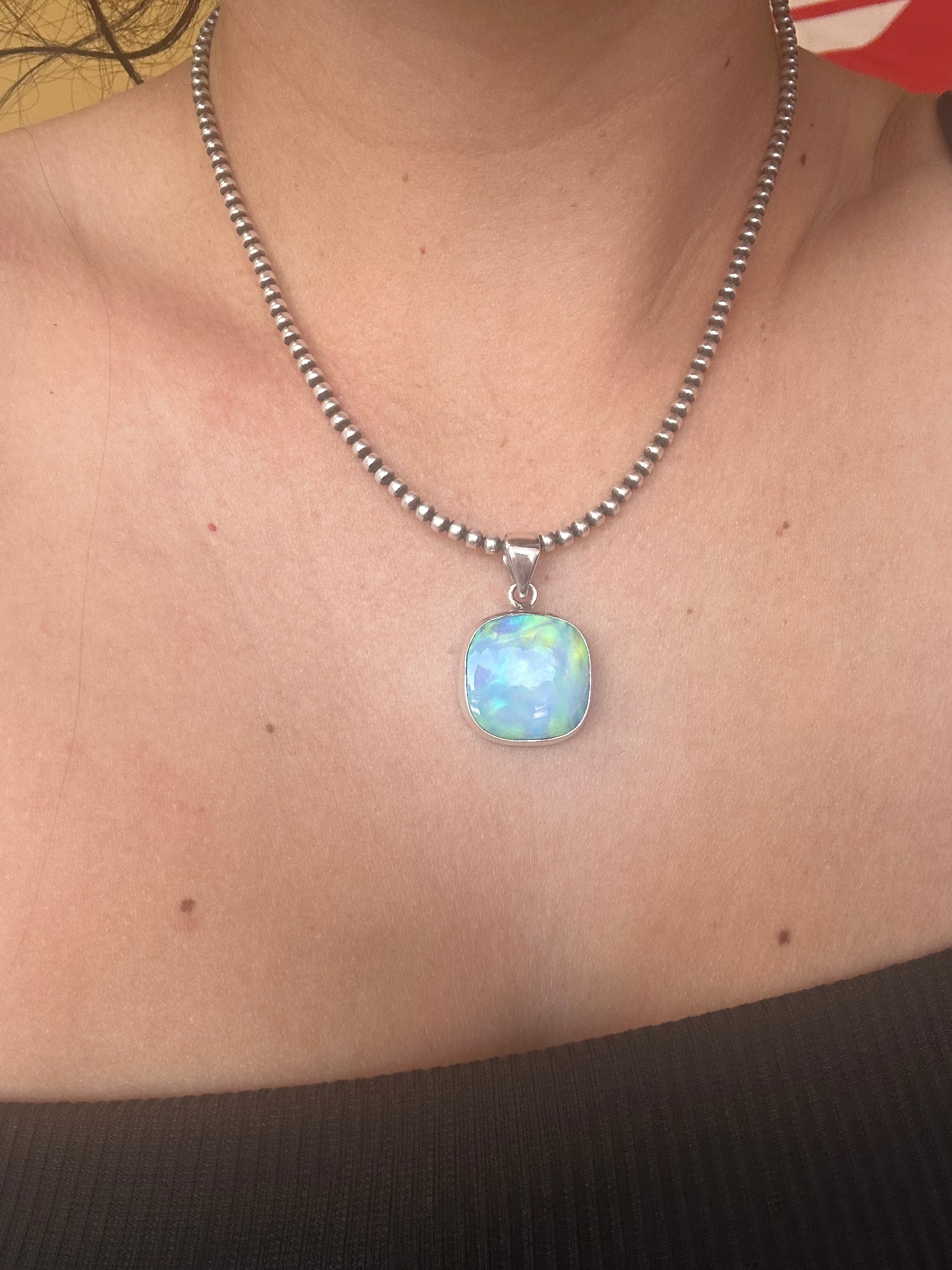 Southwest Handmade Opal & Sterling Silver Pendant